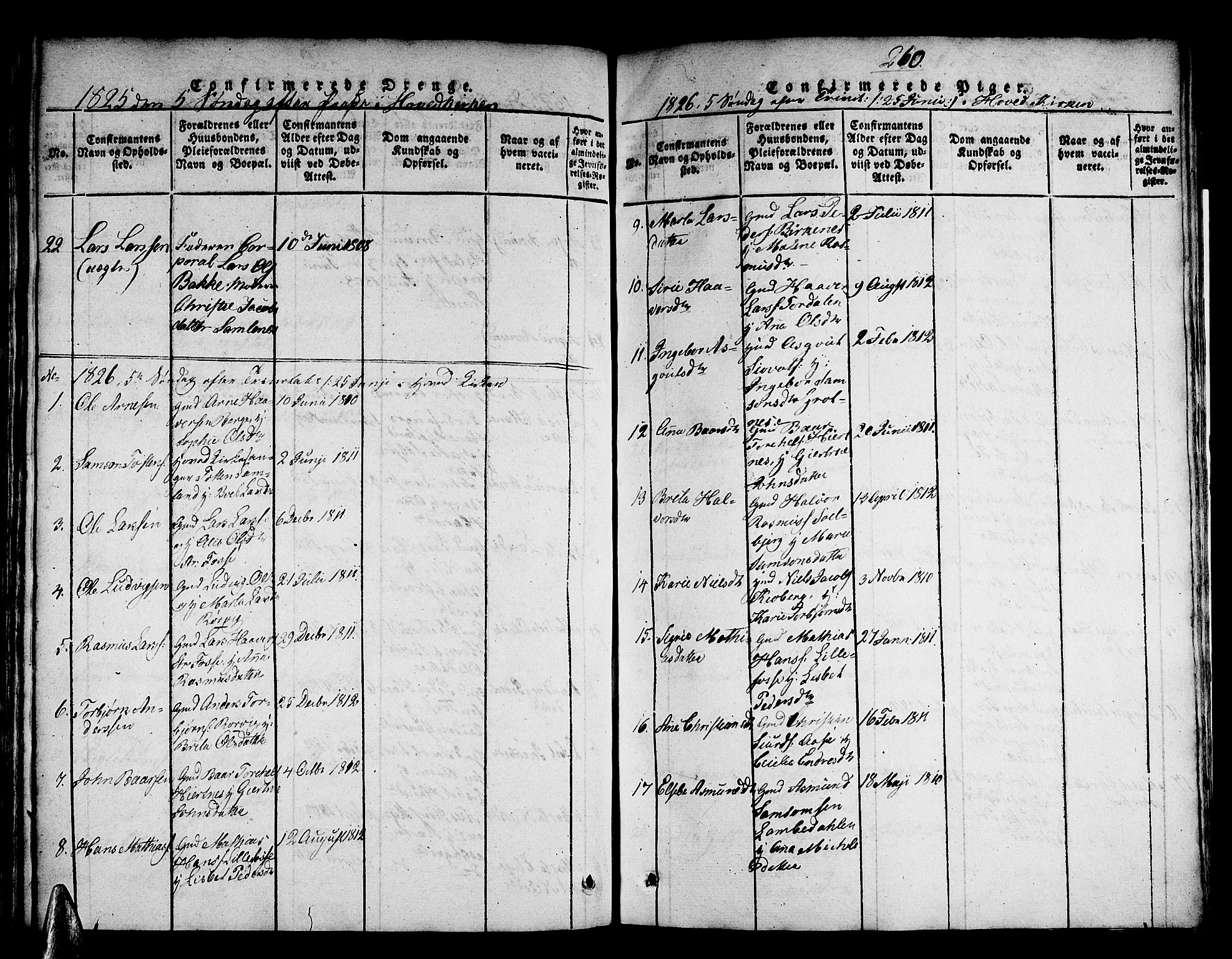 Strandebarm sokneprestembete, AV/SAB-A-78401/H/Haa: Parish register (official) no. A 5, 1816-1826, p. 260