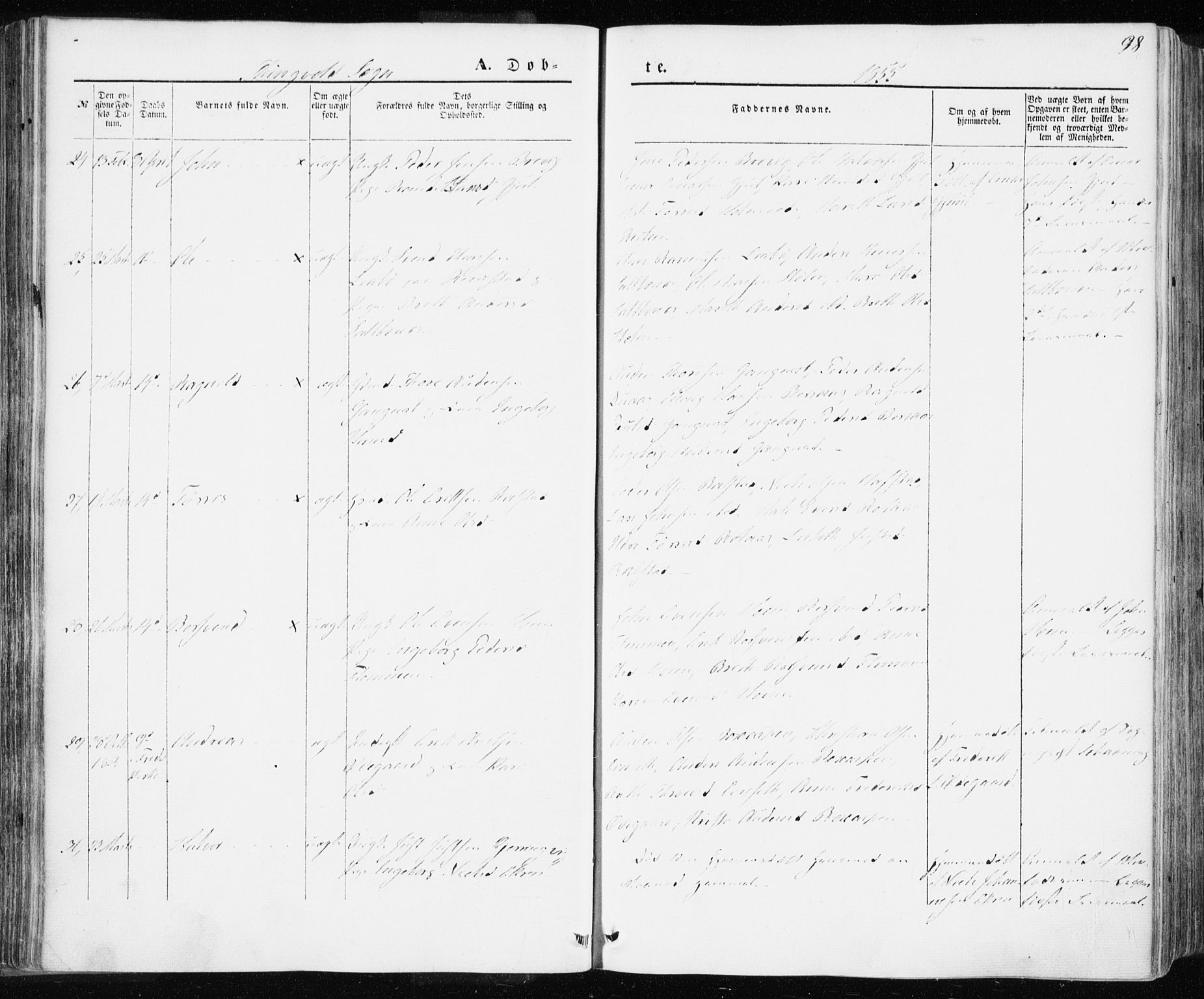 Ministerialprotokoller, klokkerbøker og fødselsregistre - Møre og Romsdal, AV/SAT-A-1454/586/L0984: Parish register (official) no. 586A10, 1844-1856, p. 98