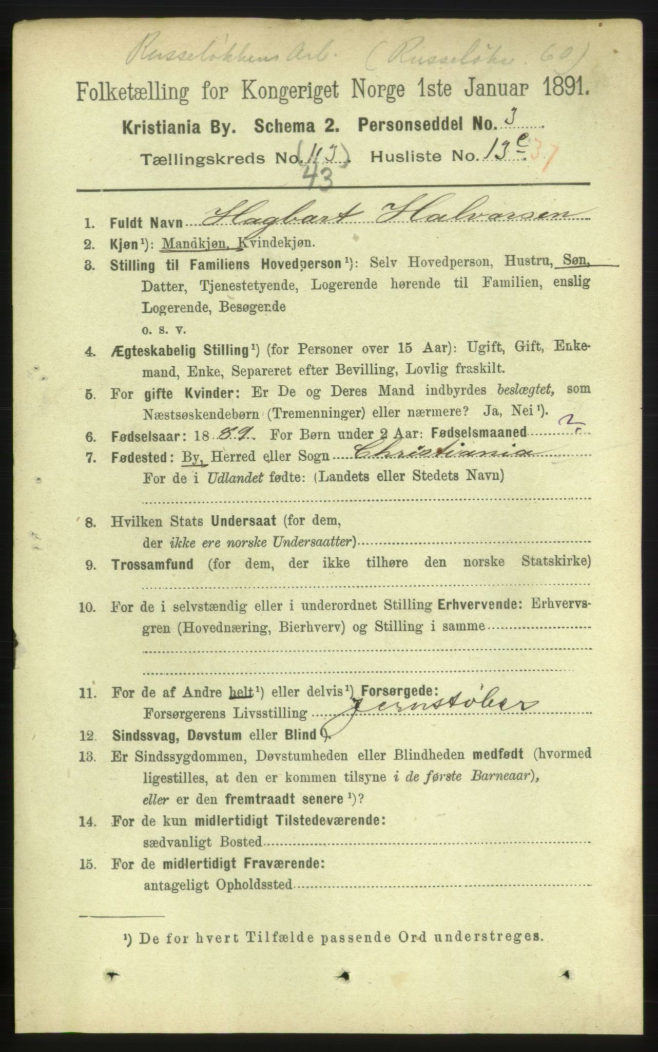 RA, 1891 census for 0301 Kristiania, 1891, p. 26163