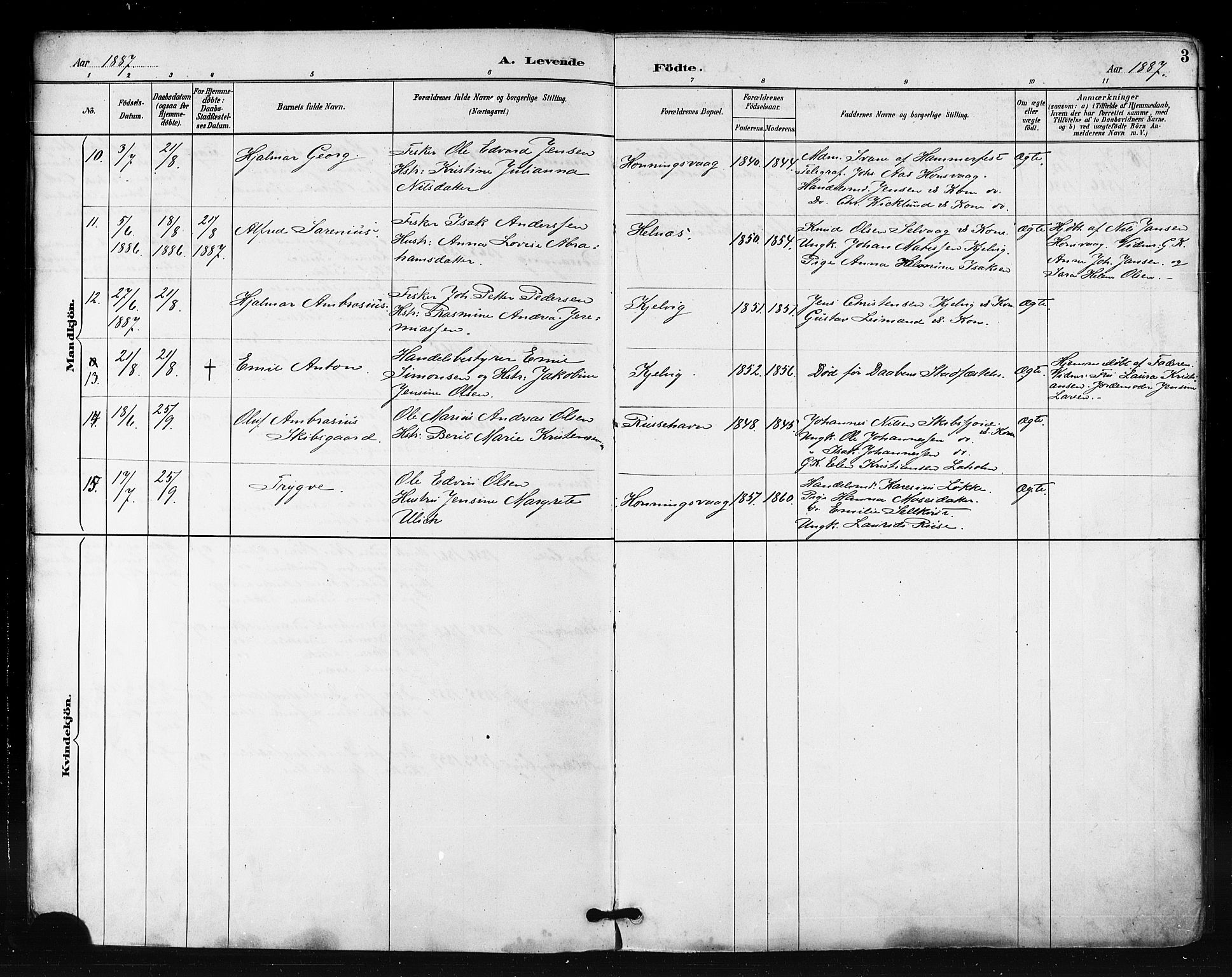 Måsøy sokneprestkontor, SATØ/S-1348/H/Ha/L0007kirke: Parish register (official) no. 7, 1887-1899, p. 3