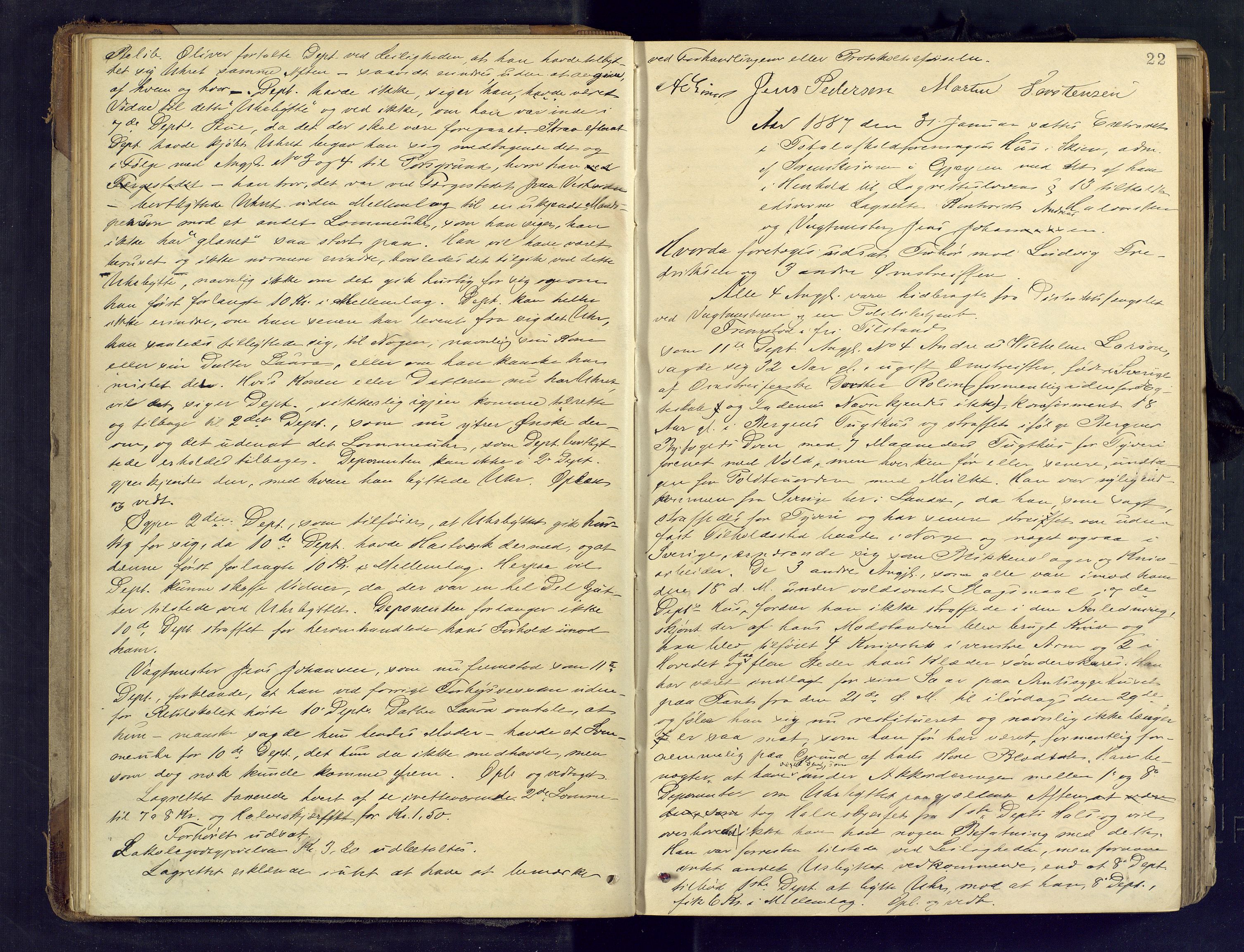 Gjerpen sorenskriveri, AV/SAKO-A-216/F/Fb/L0012: Ekstrarettsprotokoll, 1886-1893, p. 22