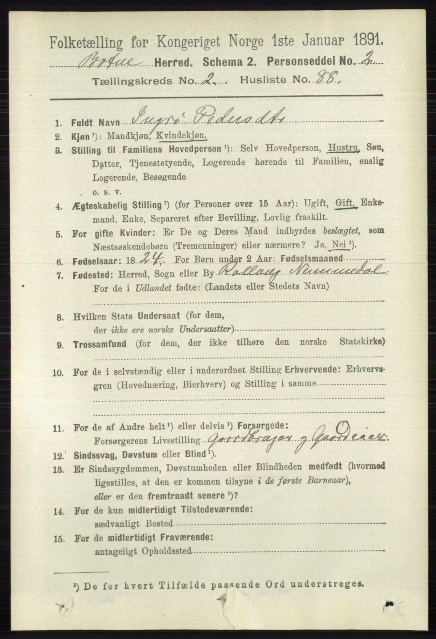 RA, 1891 census for 0715 Botne, 1891, p. 1162