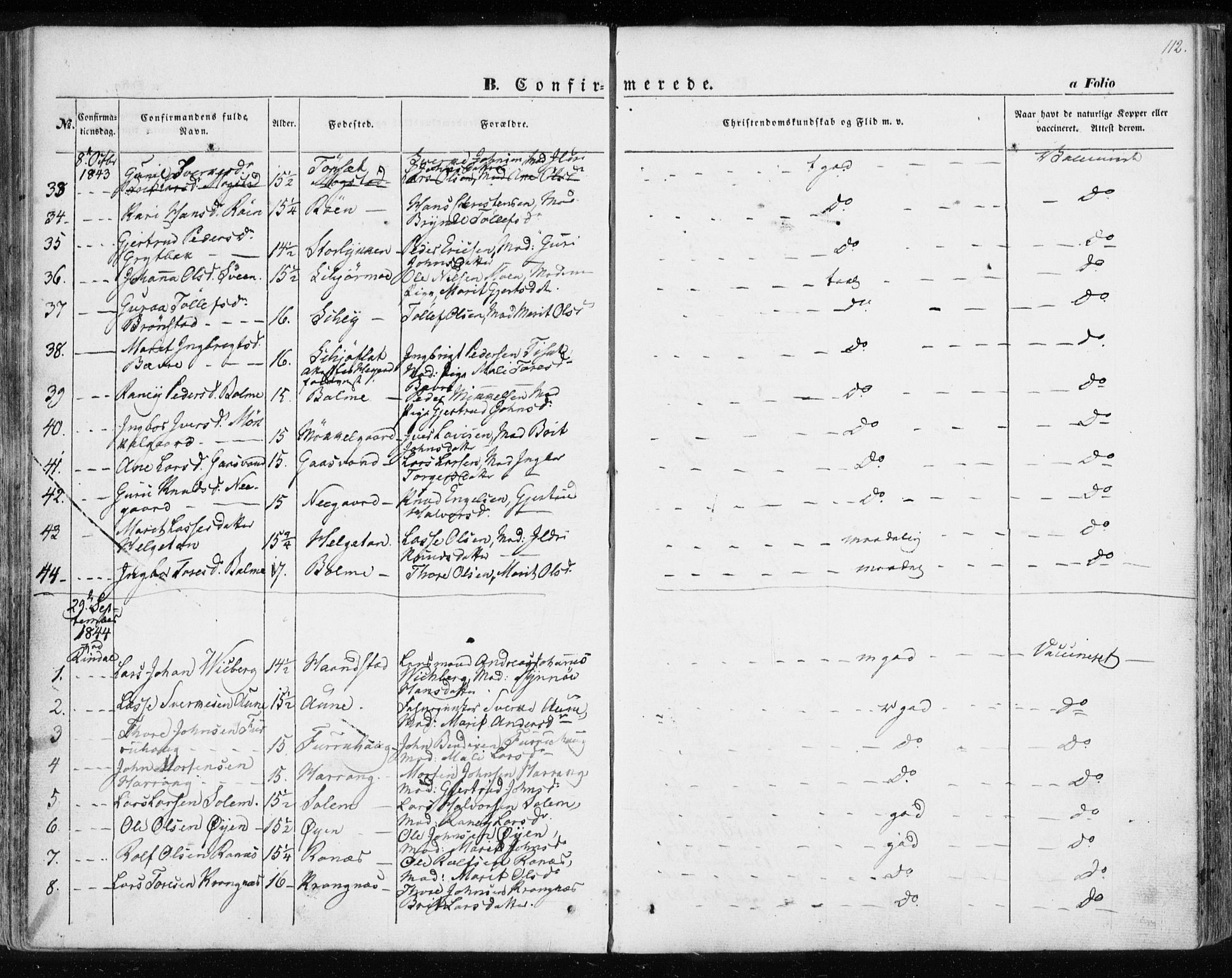 Ministerialprotokoller, klokkerbøker og fødselsregistre - Møre og Romsdal, SAT/A-1454/595/L1043: Parish register (official) no. 595A05, 1843-1851, p. 112