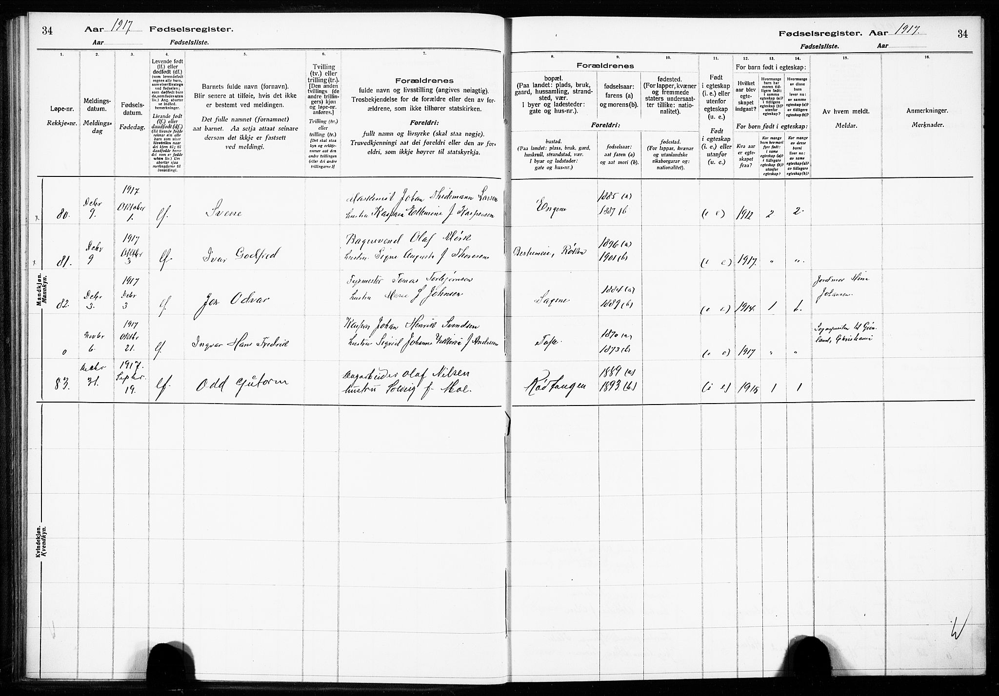 Hurum kirkebøker, AV/SAKO-A-229/J/Ja/L0001: Birth register no. 1, 1916-1928, p. 34