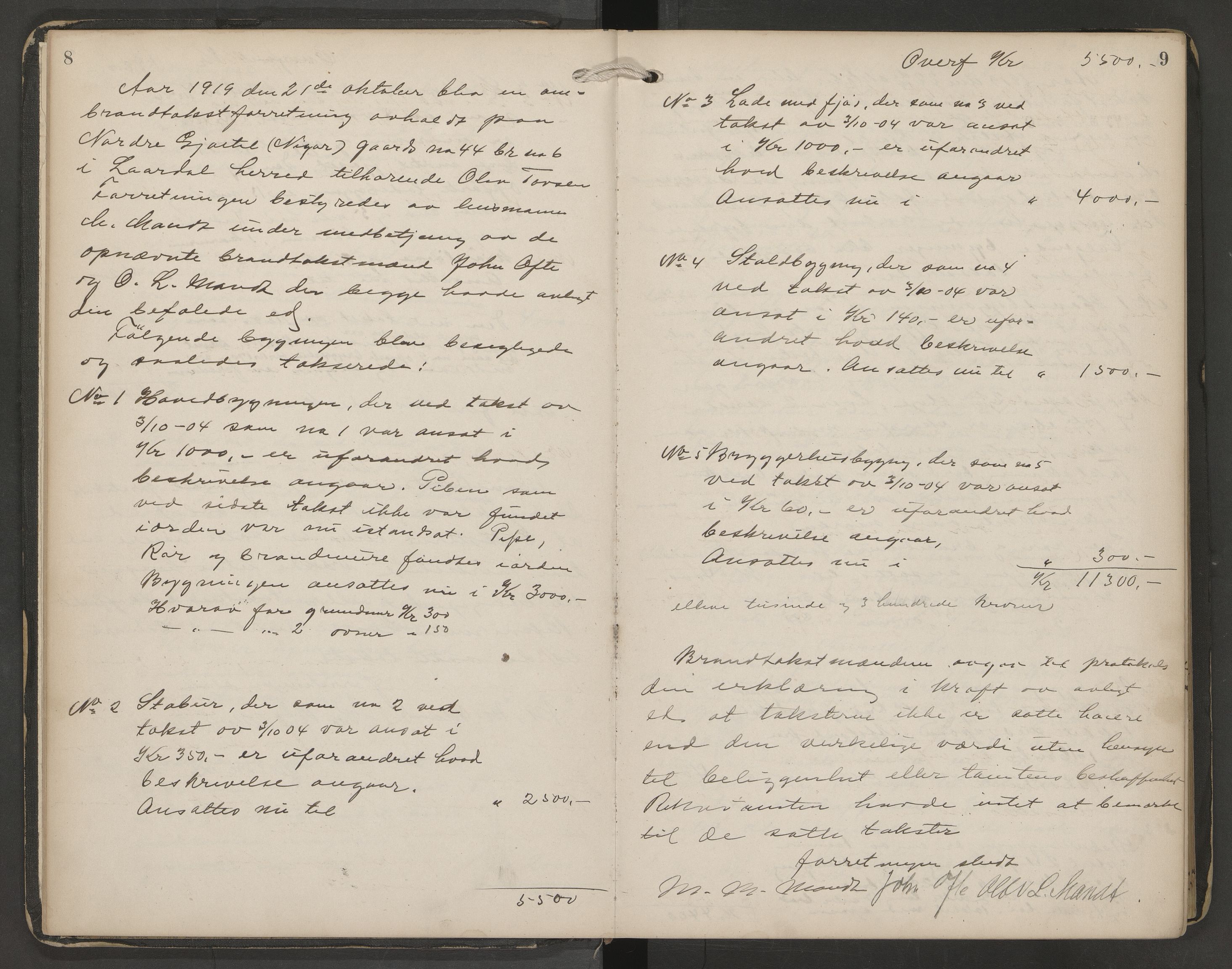 Lårdal lensmannskontor, AV/SAKO-A-564/Y/Yb/Yba/L0003: Branntakstprotokoll, 1919-1948