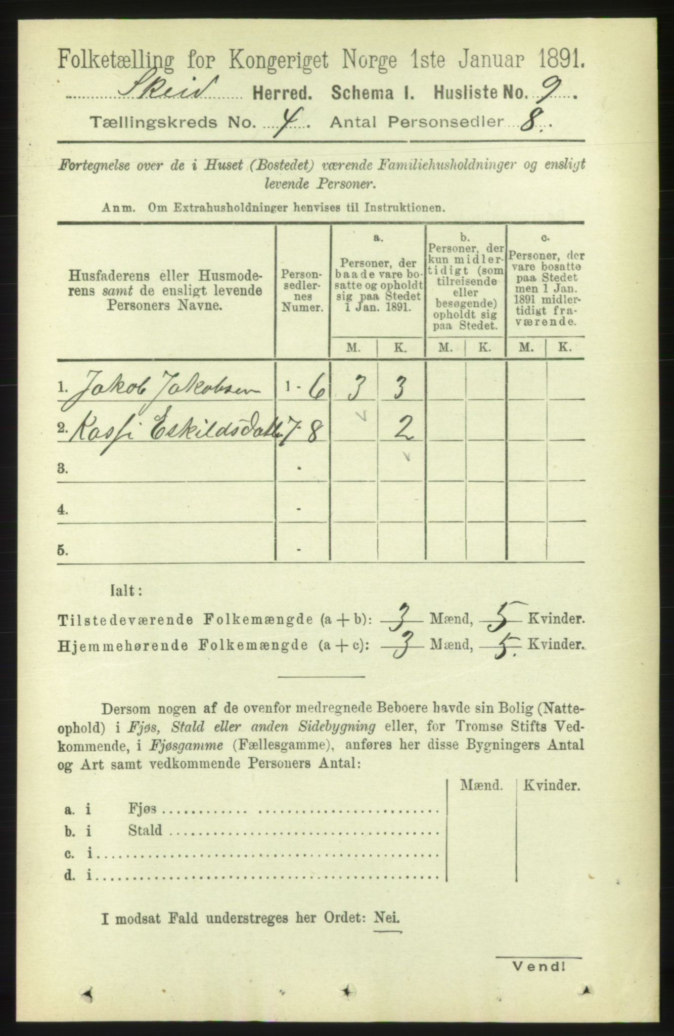 RA, 1891 census for 1732 Skei, 1891, p. 1312