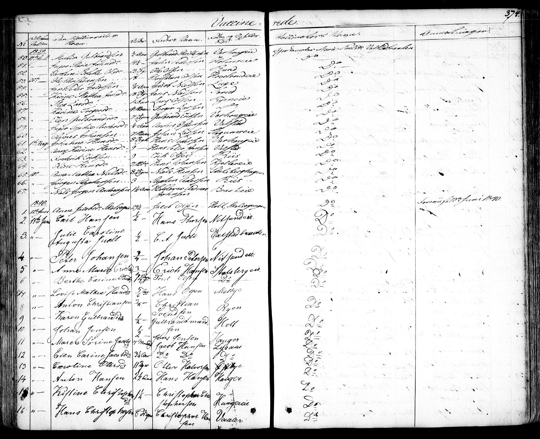 Skedsmo prestekontor Kirkebøker, SAO/A-10033a/F/Fa/L0009: Parish register (official) no. I 9, 1830-1853, p. 374