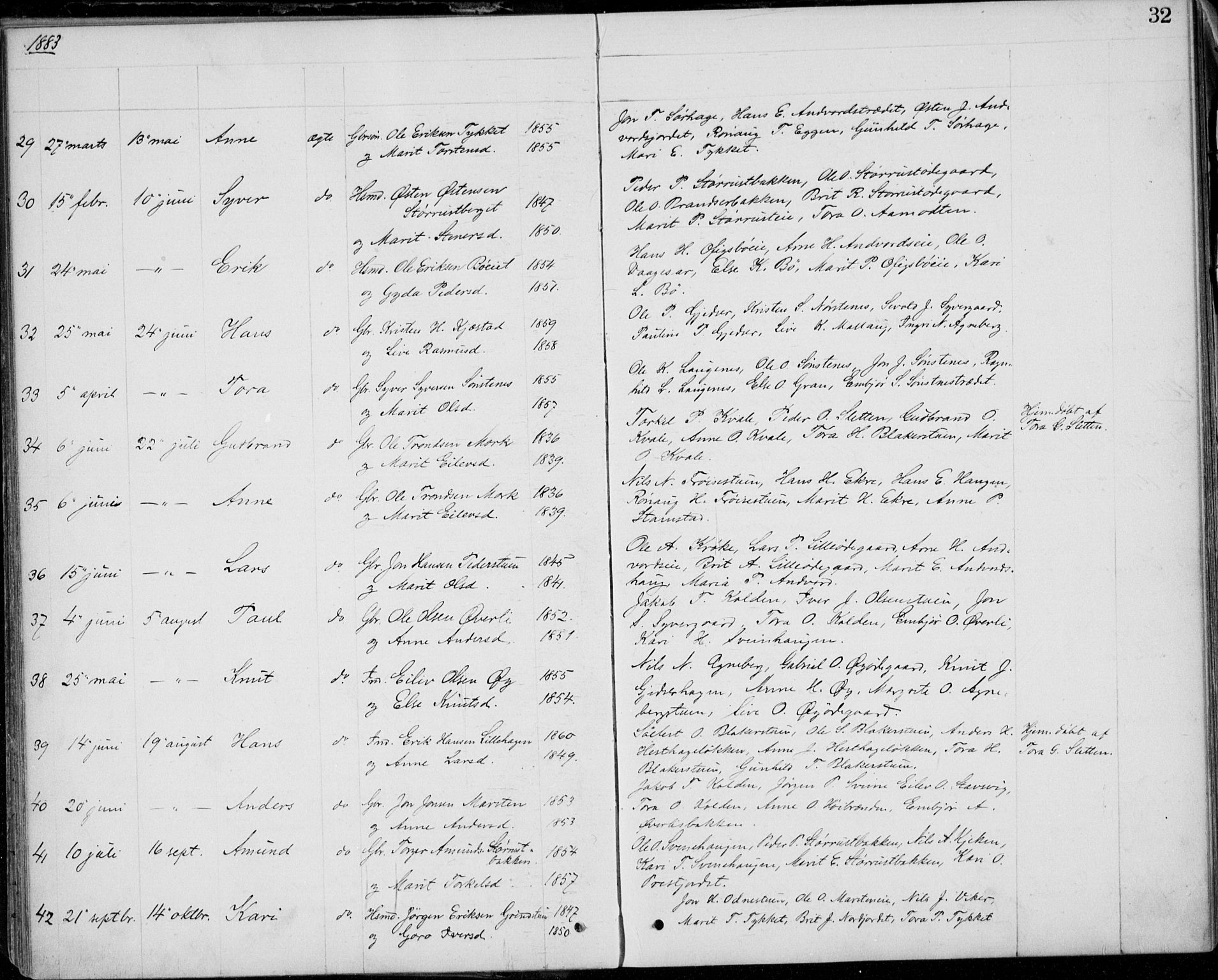 Lom prestekontor, SAH/PREST-070/L/L0013: Parish register (copy) no. 13, 1874-1938, p. 32