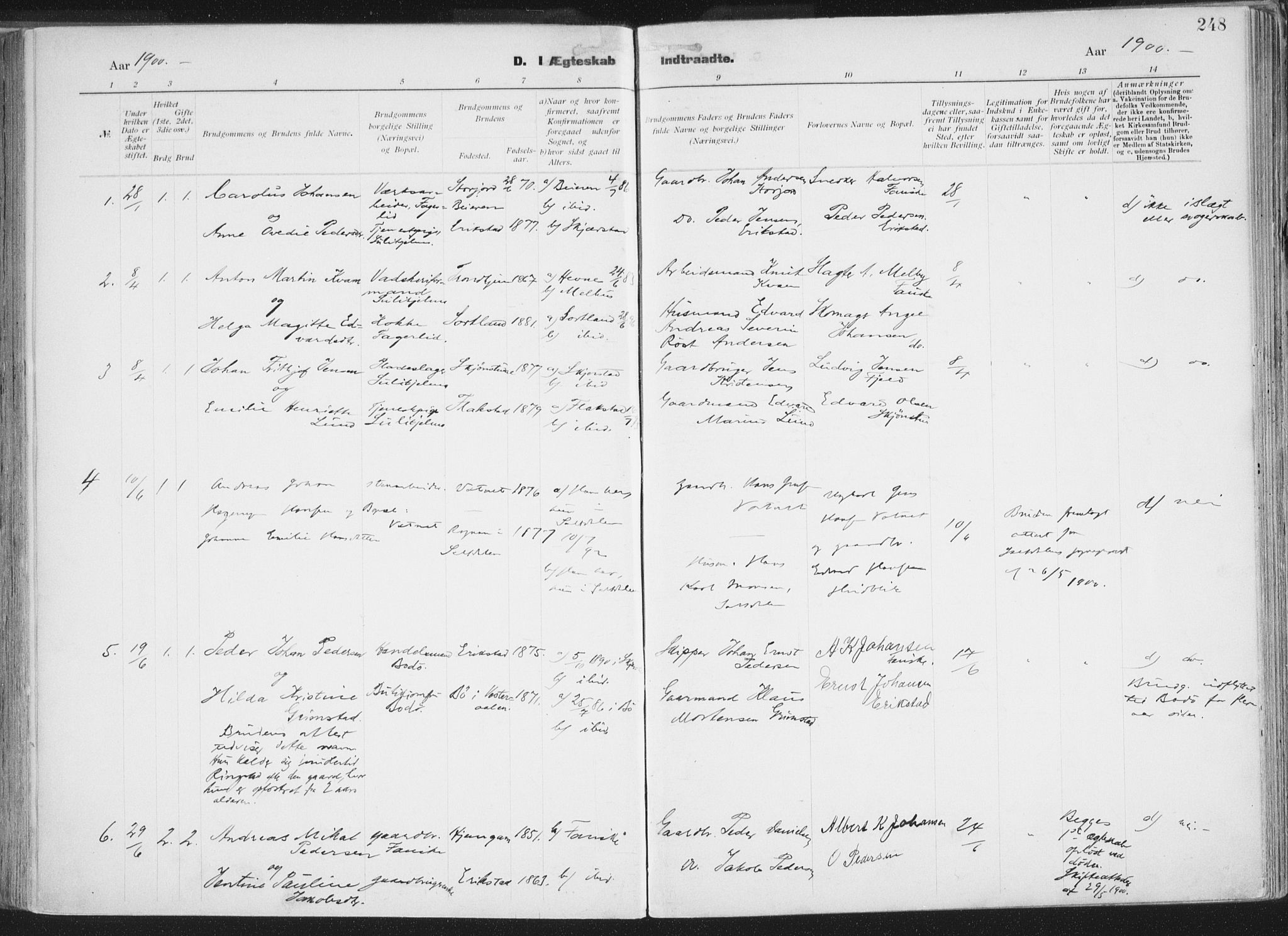 Ministerialprotokoller, klokkerbøker og fødselsregistre - Nordland, SAT/A-1459/849/L0696: Parish register (official) no. 849A08, 1898-1910, p. 248