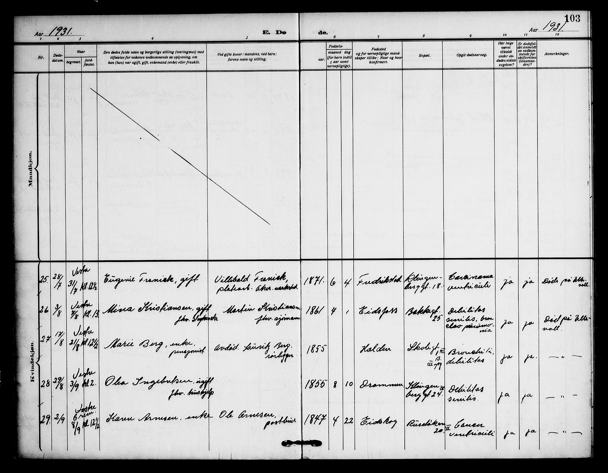 Piperviken prestekontor Kirkebøker, AV/SAO-A-10874/F/L0005: Parish register (official) no. 5, 1911-1949, p. 103