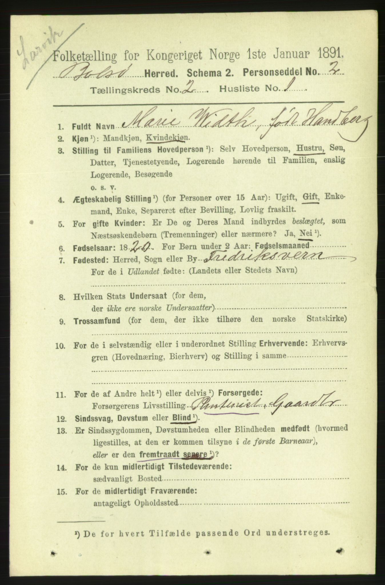 RA, 1891 census for 1544 Bolsøy, 1891, p. 988