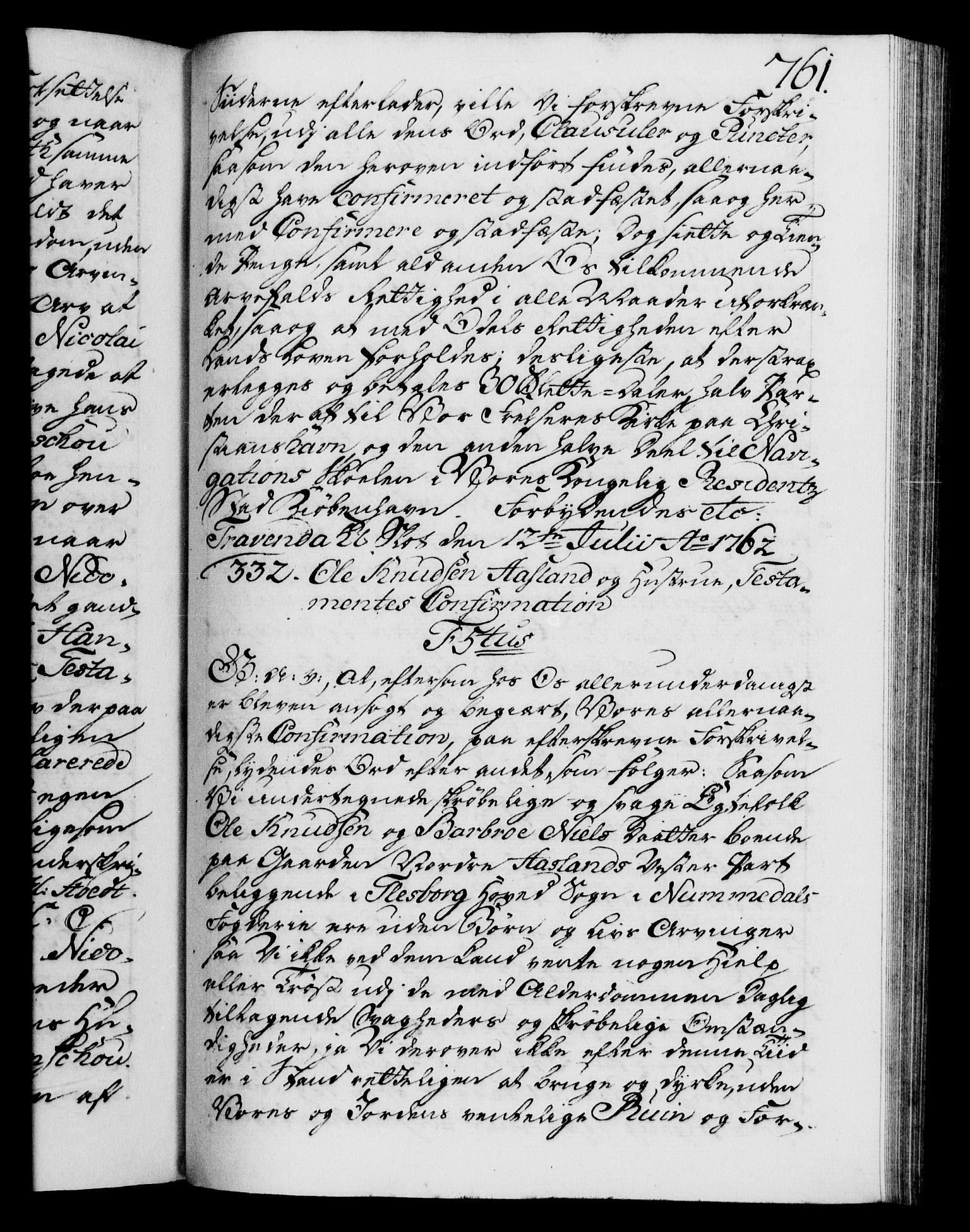 Danske Kanselli 1572-1799, AV/RA-EA-3023/F/Fc/Fca/Fcaa/L0041: Norske registre, 1760-1762, p. 761a