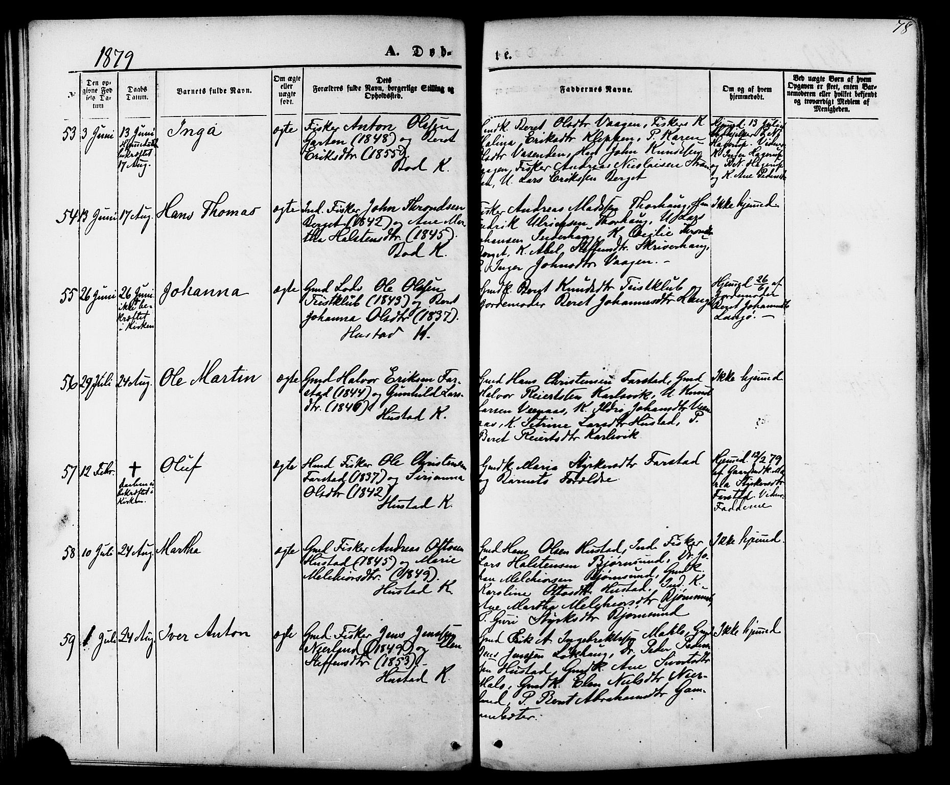 Ministerialprotokoller, klokkerbøker og fødselsregistre - Møre og Romsdal, AV/SAT-A-1454/566/L0768: Parish register (official) no. 566A07, 1869-1881, p. 78