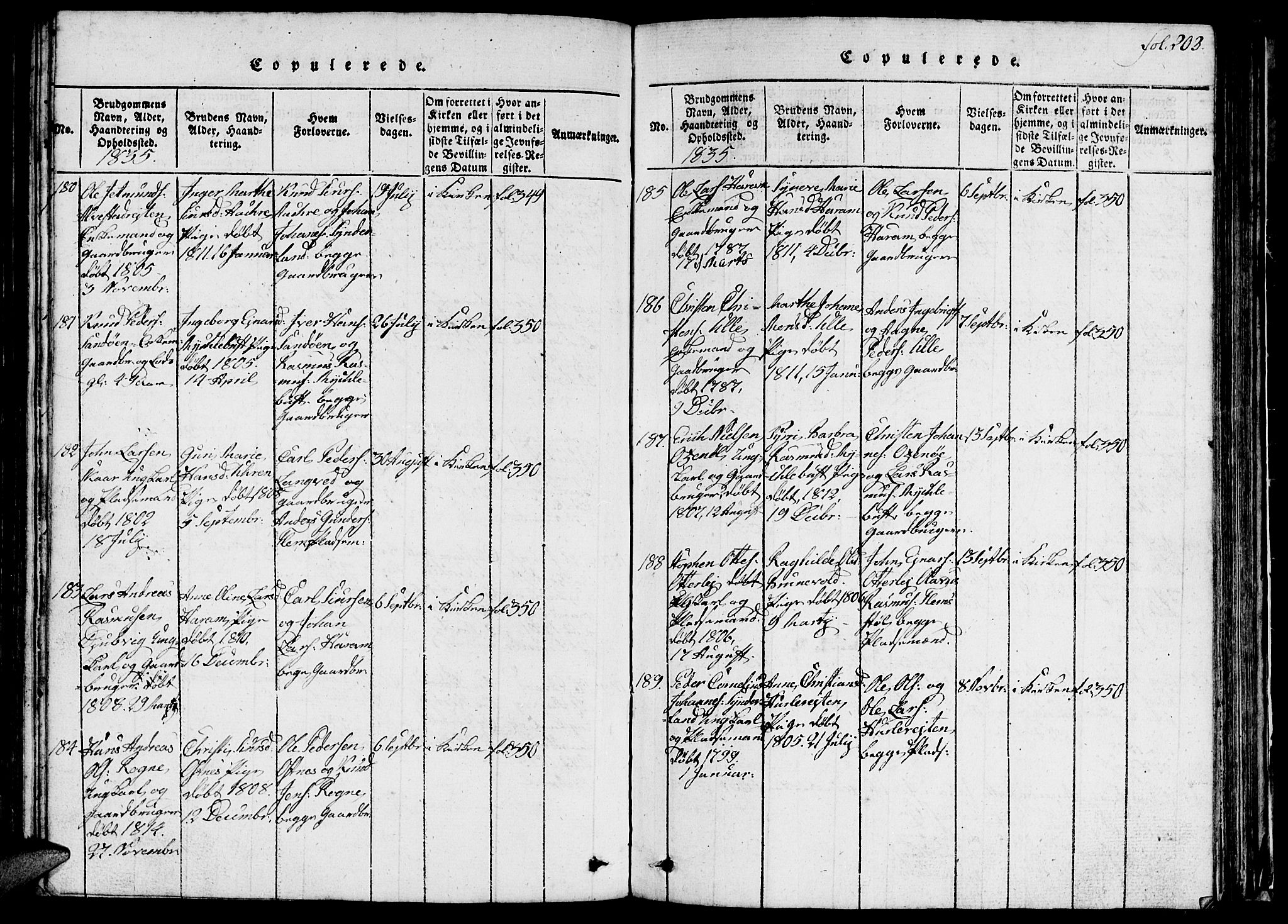 Ministerialprotokoller, klokkerbøker og fødselsregistre - Møre og Romsdal, AV/SAT-A-1454/536/L0506: Parish register (copy) no. 536C01, 1818-1859, p. 203