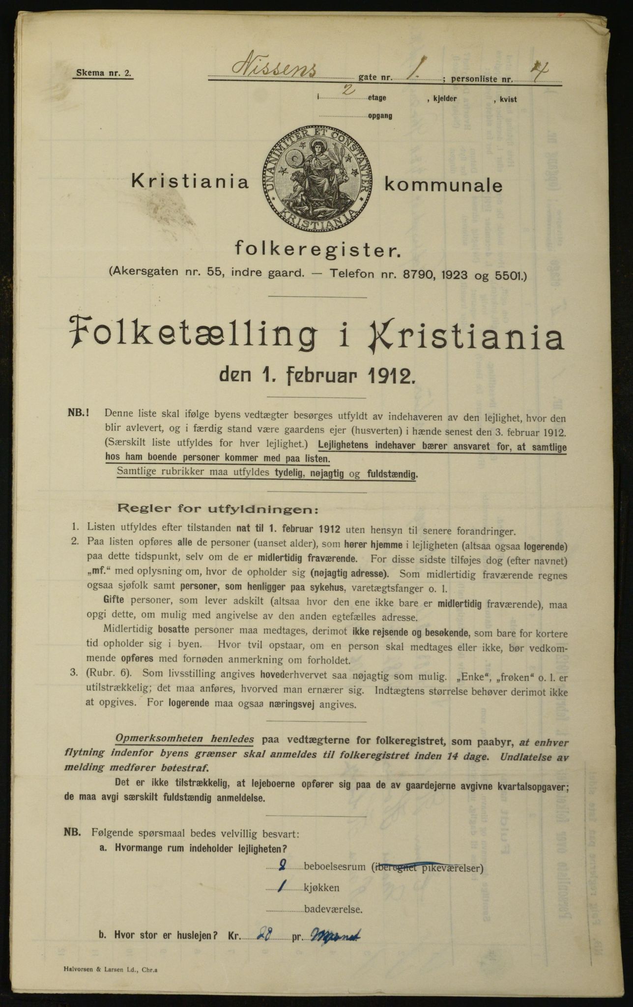 OBA, Municipal Census 1912 for Kristiania, 1912, p. 71708