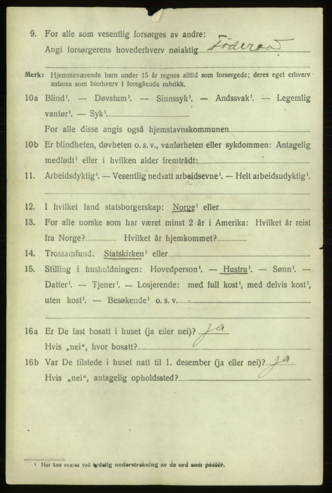 SAB, 1920 census for Ølen, 1920, p. 3156
