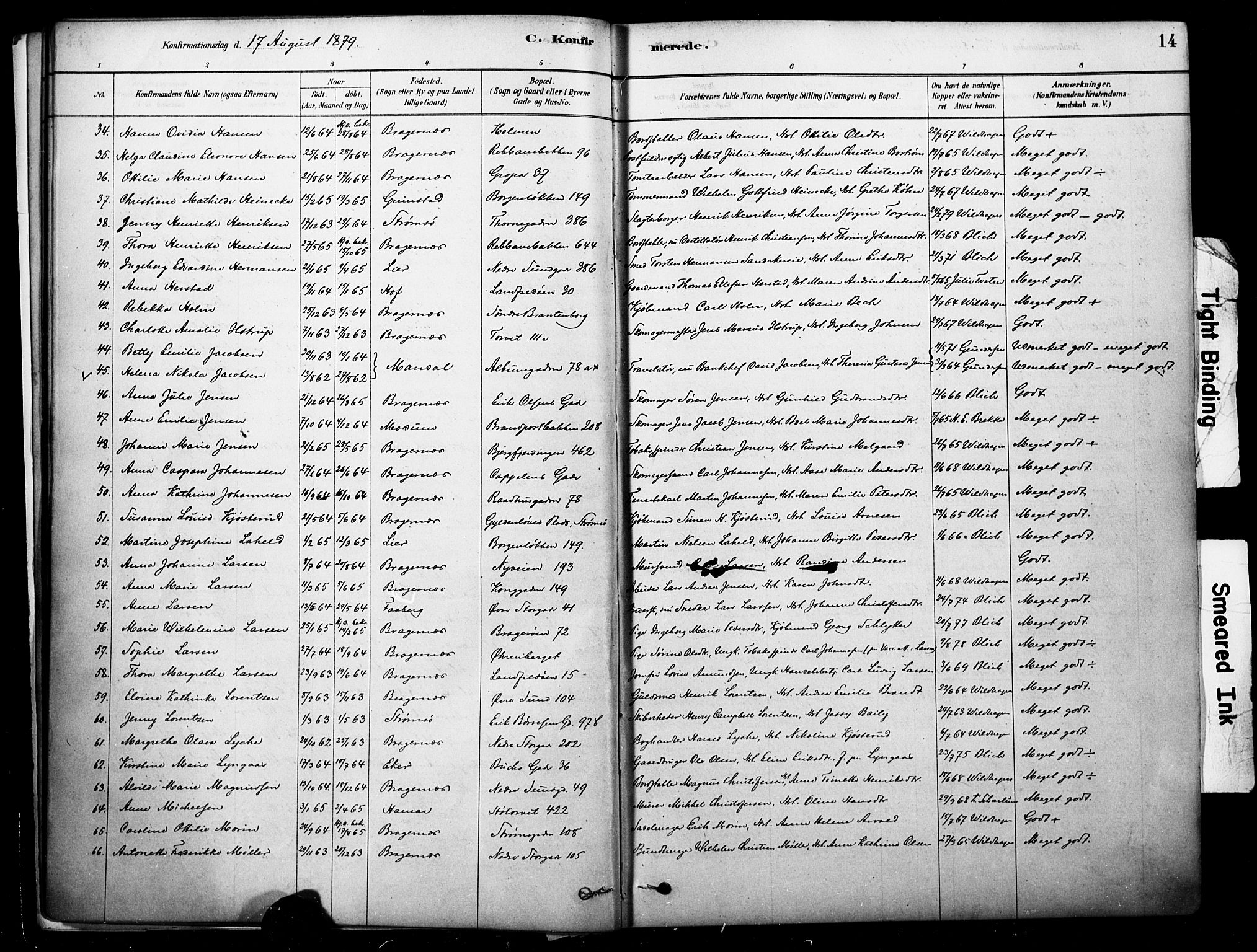 Bragernes kirkebøker, AV/SAKO-A-6/F/Fc/L0005: Parish register (official) no. III 5, 1878-1890, p. 14