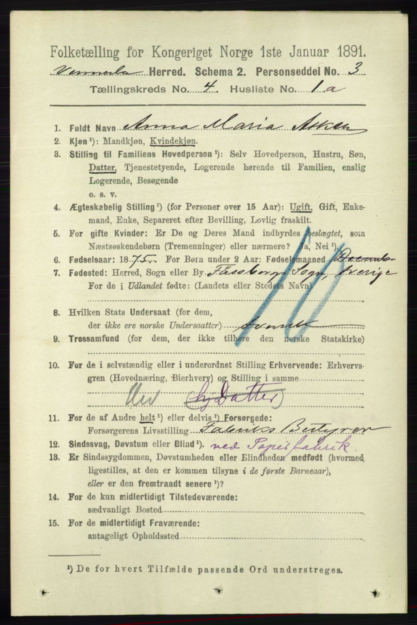 RA, 1891 census for 1014 Vennesla, 1891, p. 851