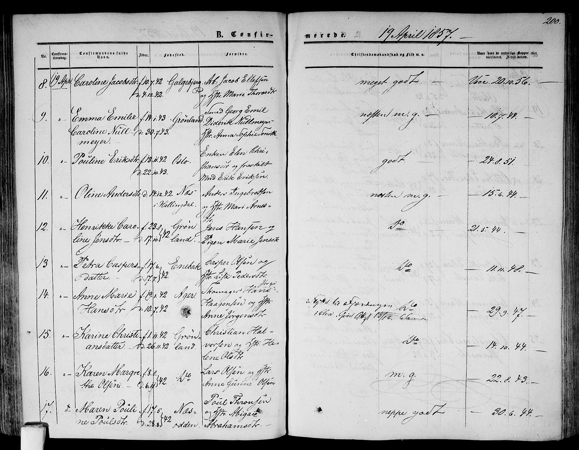 Gamlebyen prestekontor Kirkebøker, AV/SAO-A-10884/F/Fa/L0004: Parish register (official) no. 4, 1850-1857, p. 200