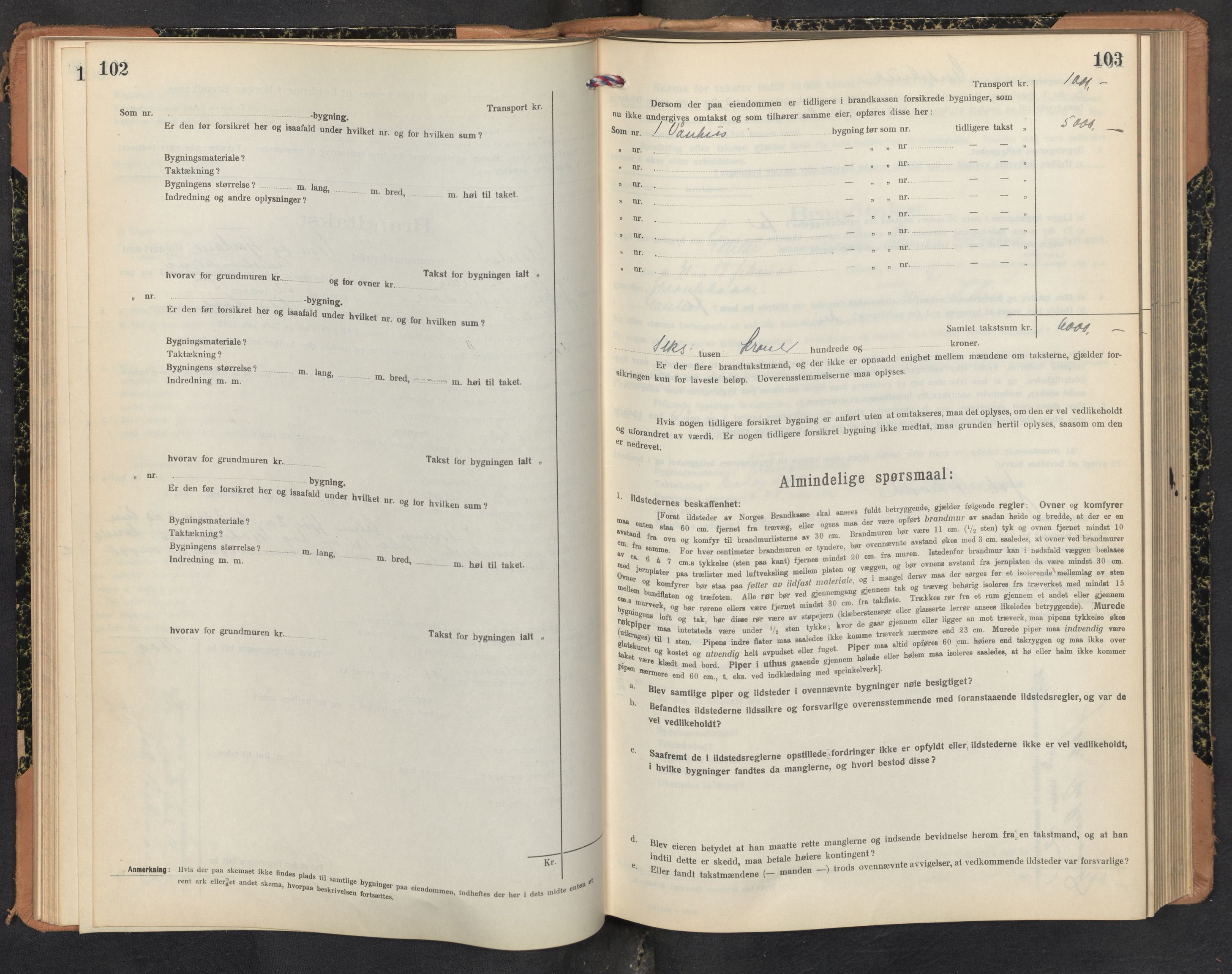 Lensmannen i Gaular, AV/SAB-A-27601/0012/L0006: Branntakstprotokoll, skjematakst, 1917-1943, p. 102-103