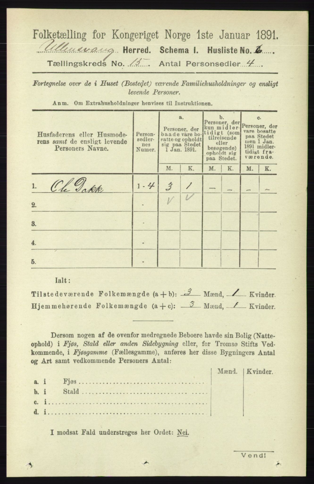 RA, 1891 census for 1230 Ullensvang, 1891, p. 5858