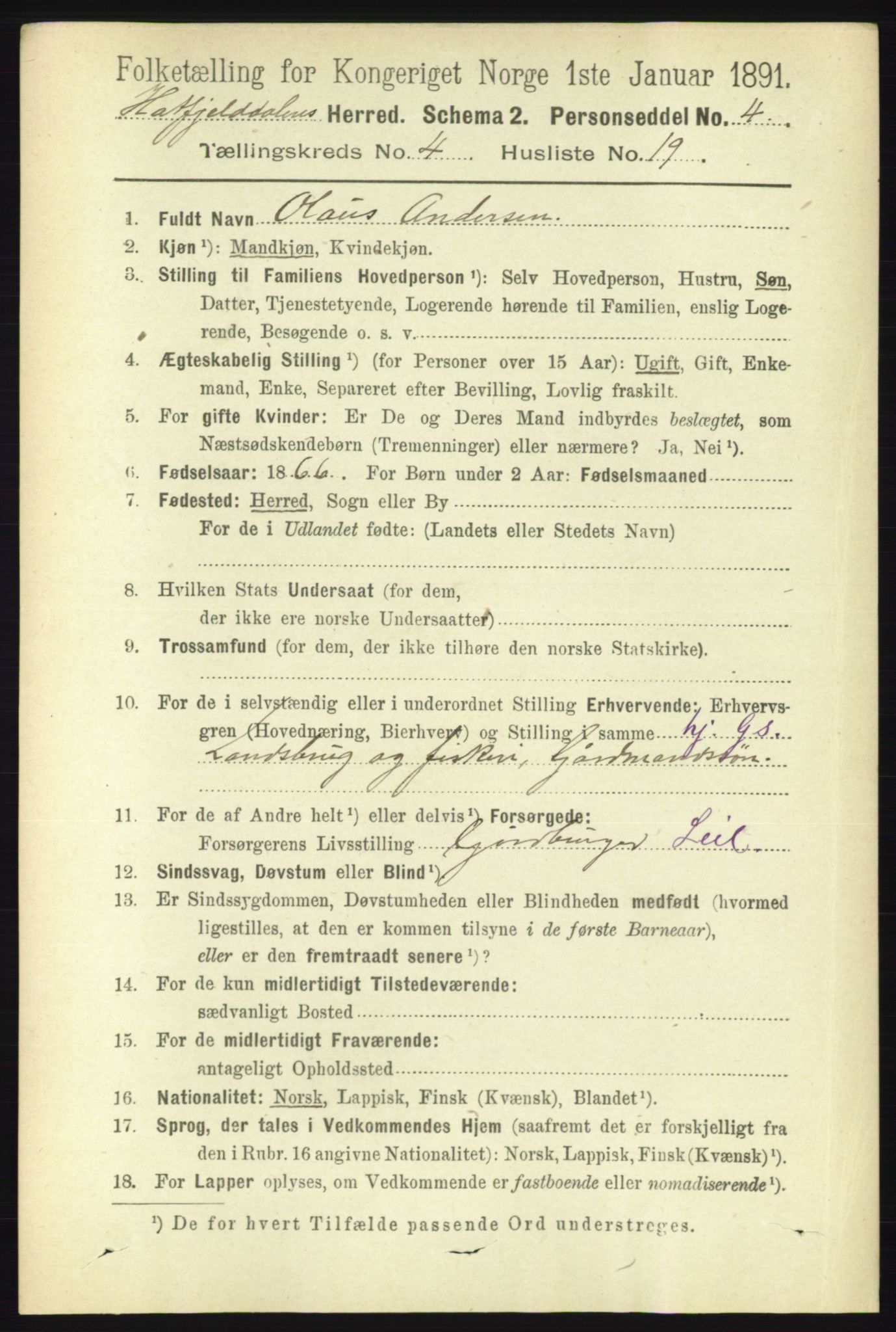 RA, 1891 census for 1826 Hattfjelldal, 1891, p. 1103