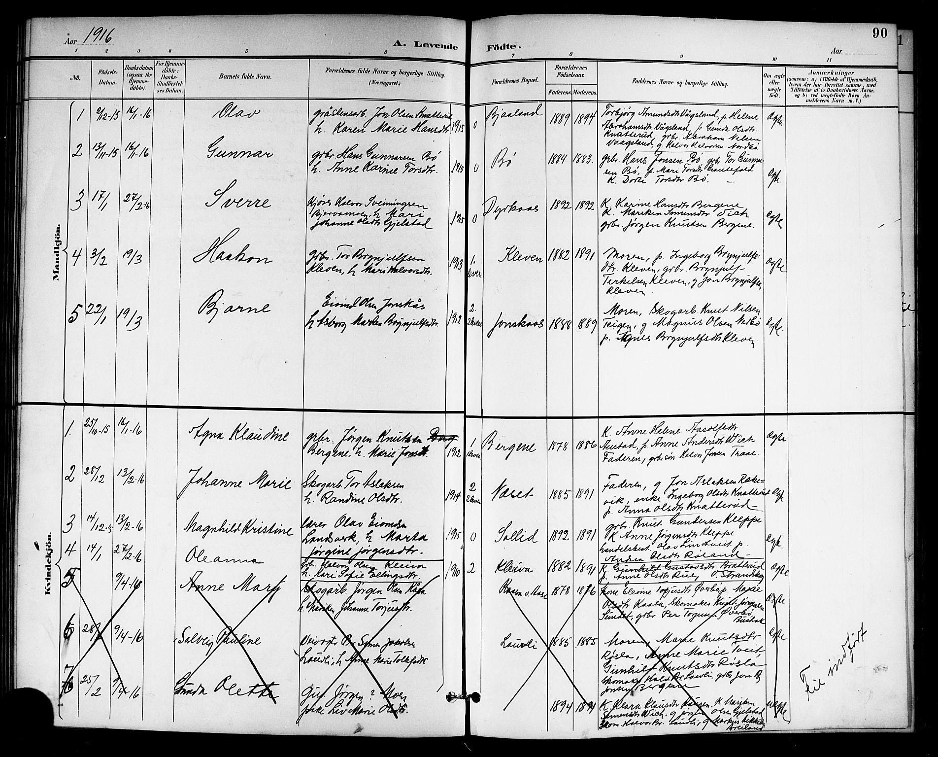 Drangedal kirkebøker, SAKO/A-258/G/Gb/L0002: Parish register (copy) no. II 2, 1895-1918, p. 90