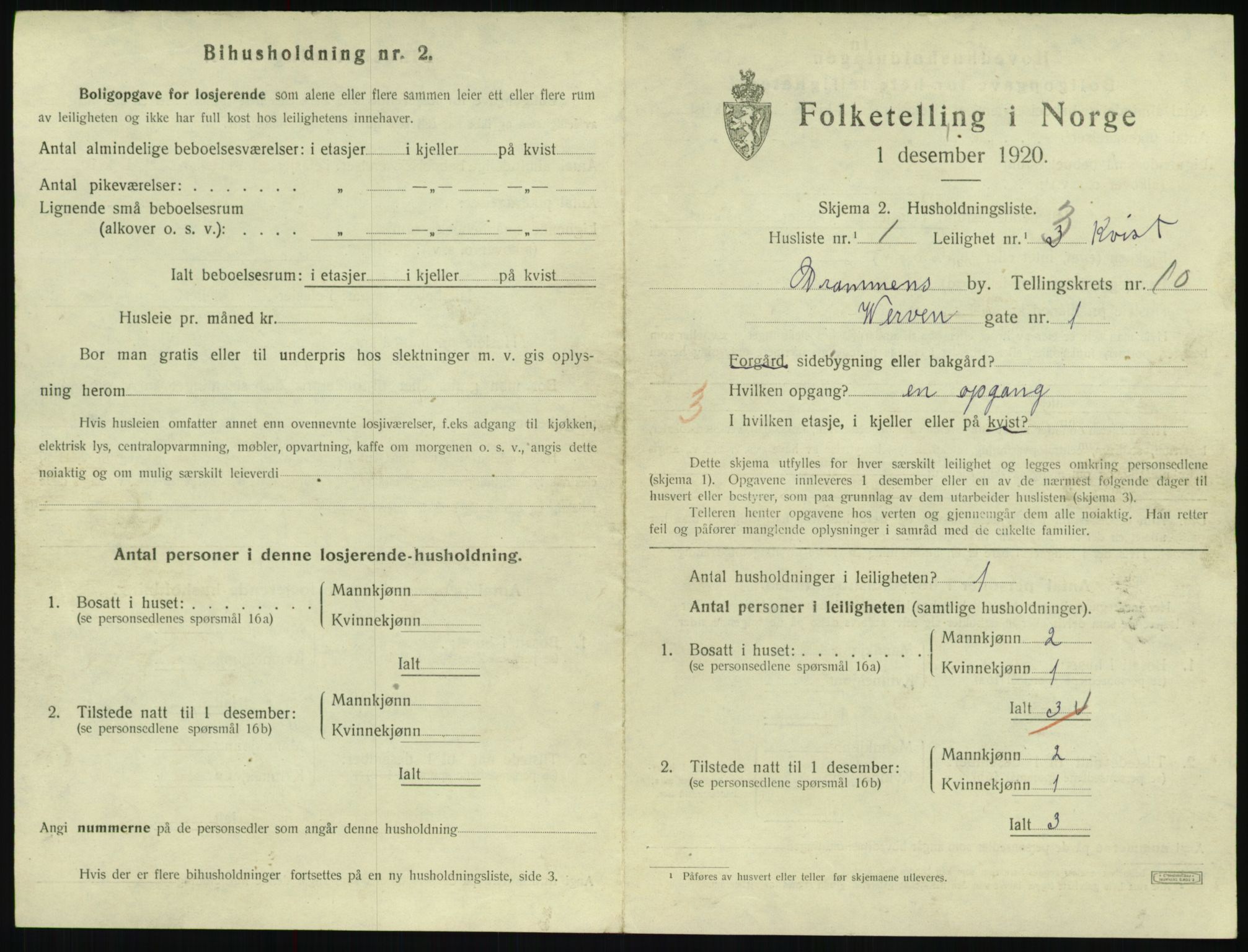 SAKO, 1920 census for Drammen, 1920, p. 16123