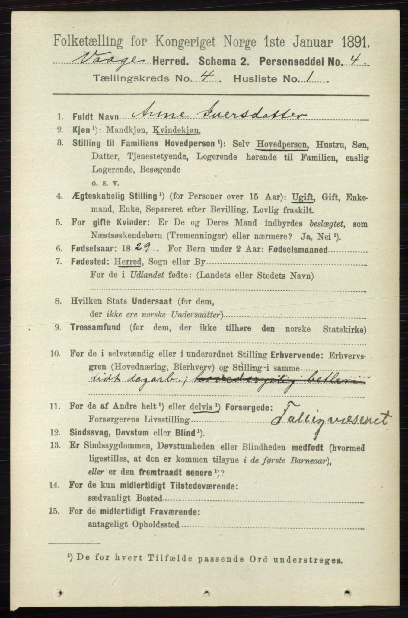 RA, 1891 census for 0515 Vågå, 1891, p. 2756