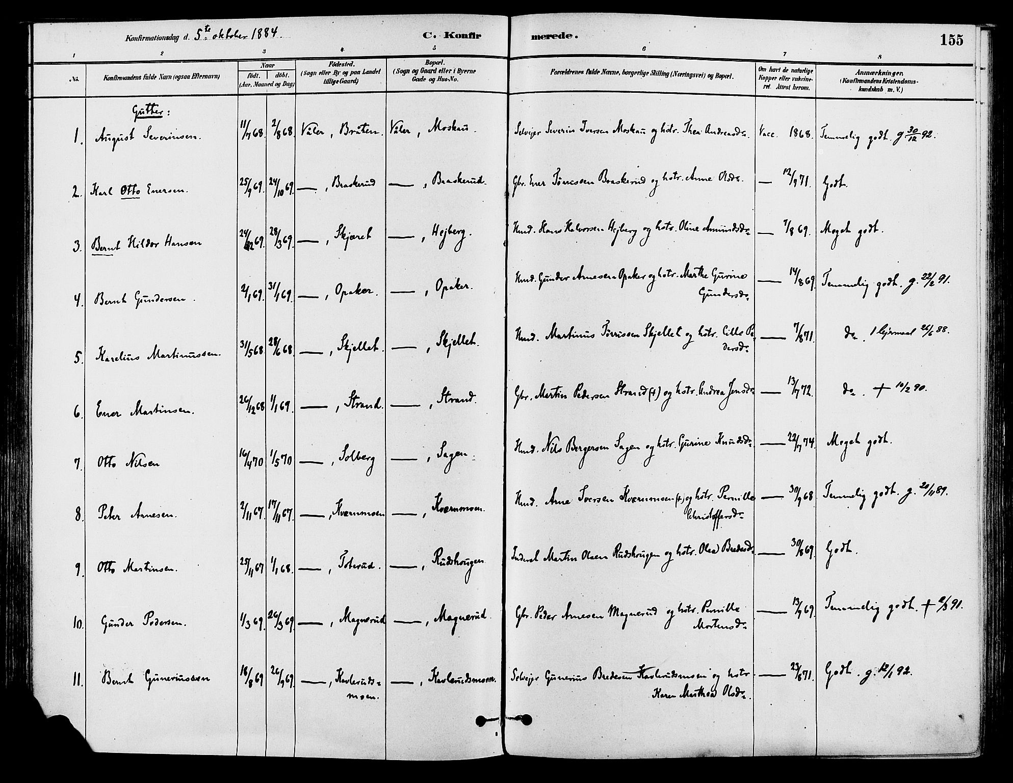 Våler prestekontor, Hedmark, AV/SAH-PREST-040/H/Ha/Haa/L0002: Parish register (official) no. 3, 1879-1911, p. 155