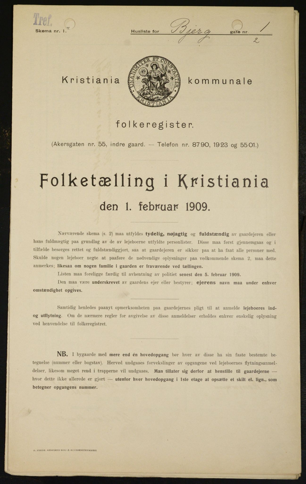 OBA, Municipal Census 1909 for Kristiania, 1909, p. 4907