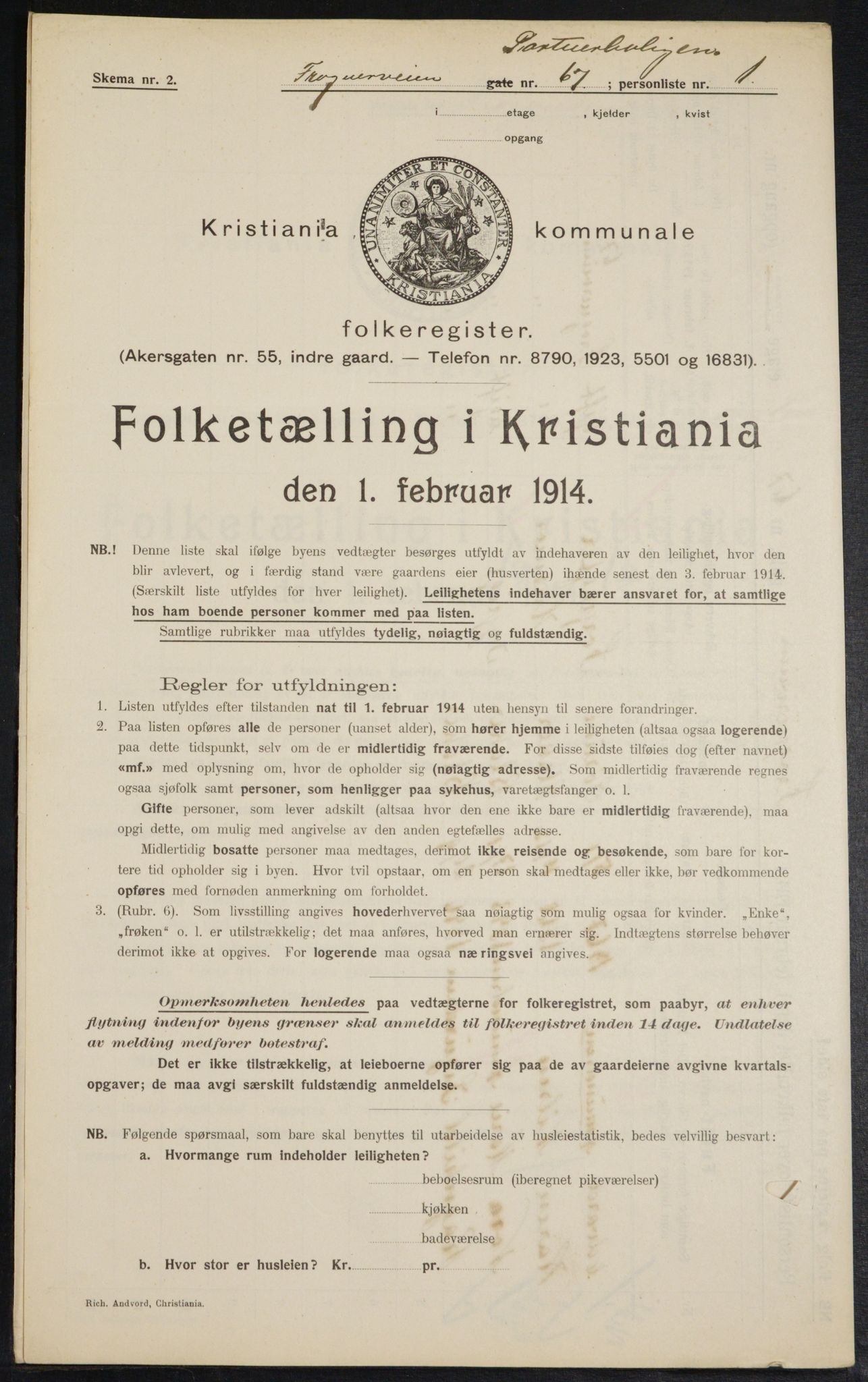 OBA, Municipal Census 1914 for Kristiania, 1914, p. 28147