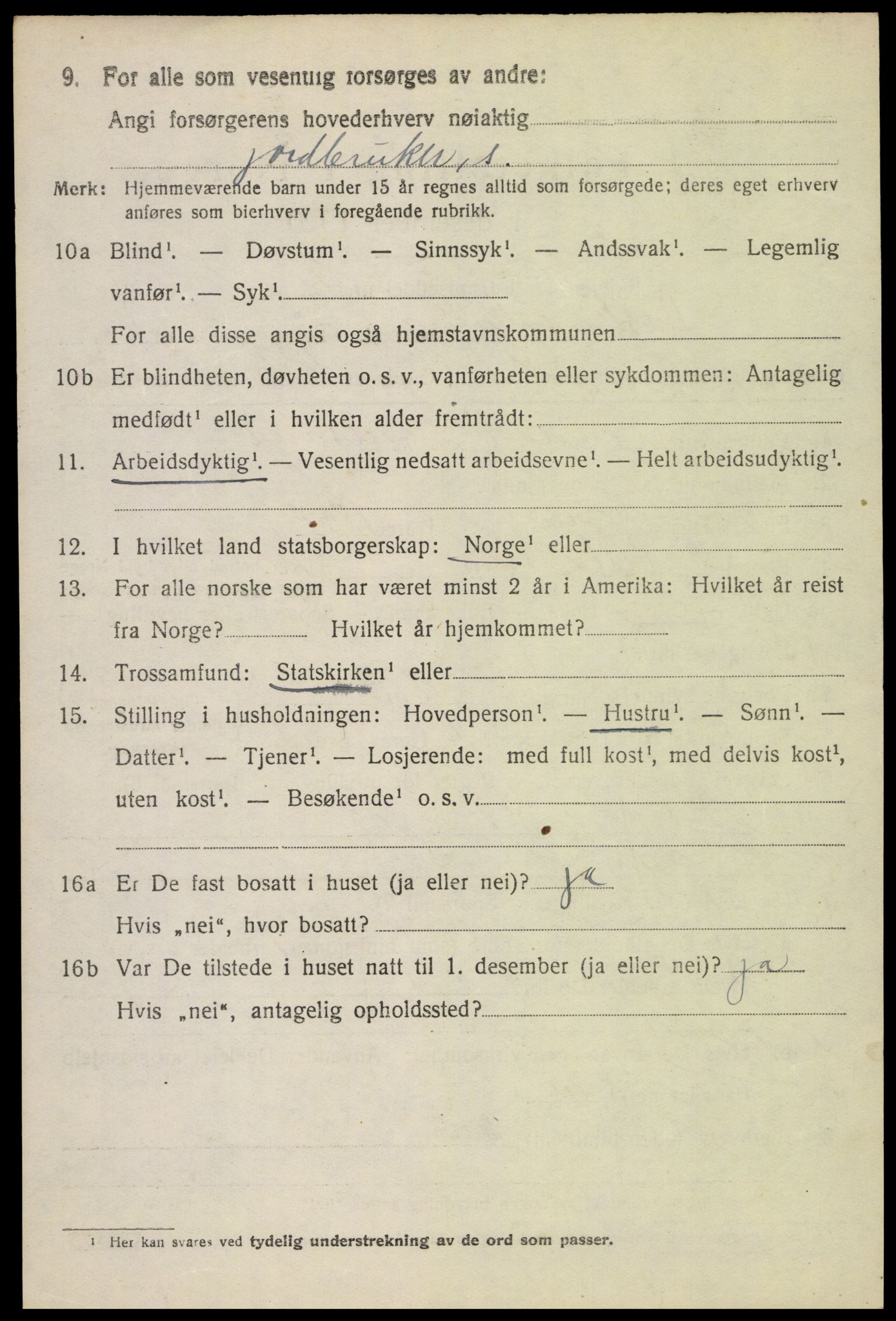 SAH, 1920 census for Vestre Toten, 1920, p. 9675