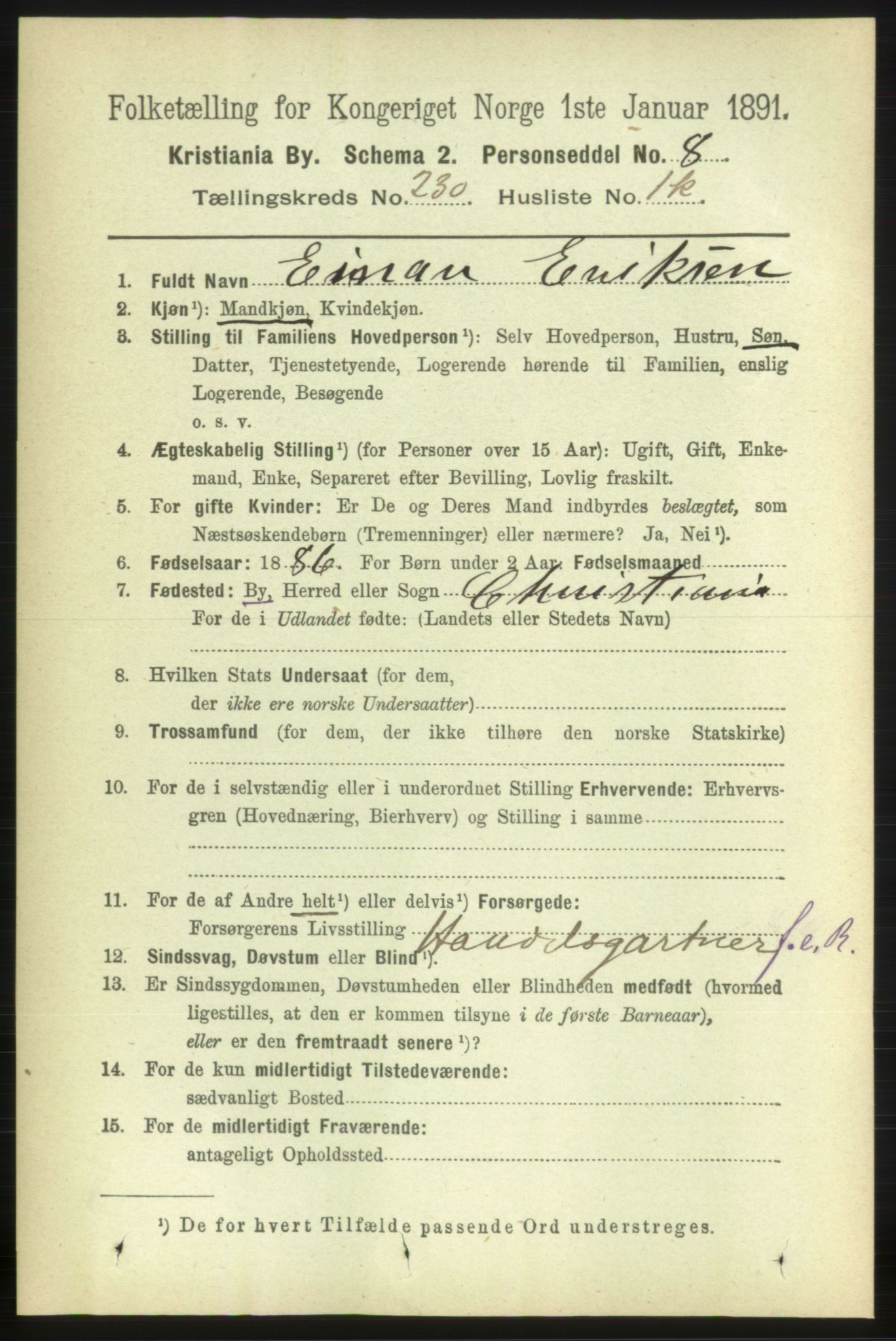 RA, 1891 census for 0301 Kristiania, 1891, p. 142241