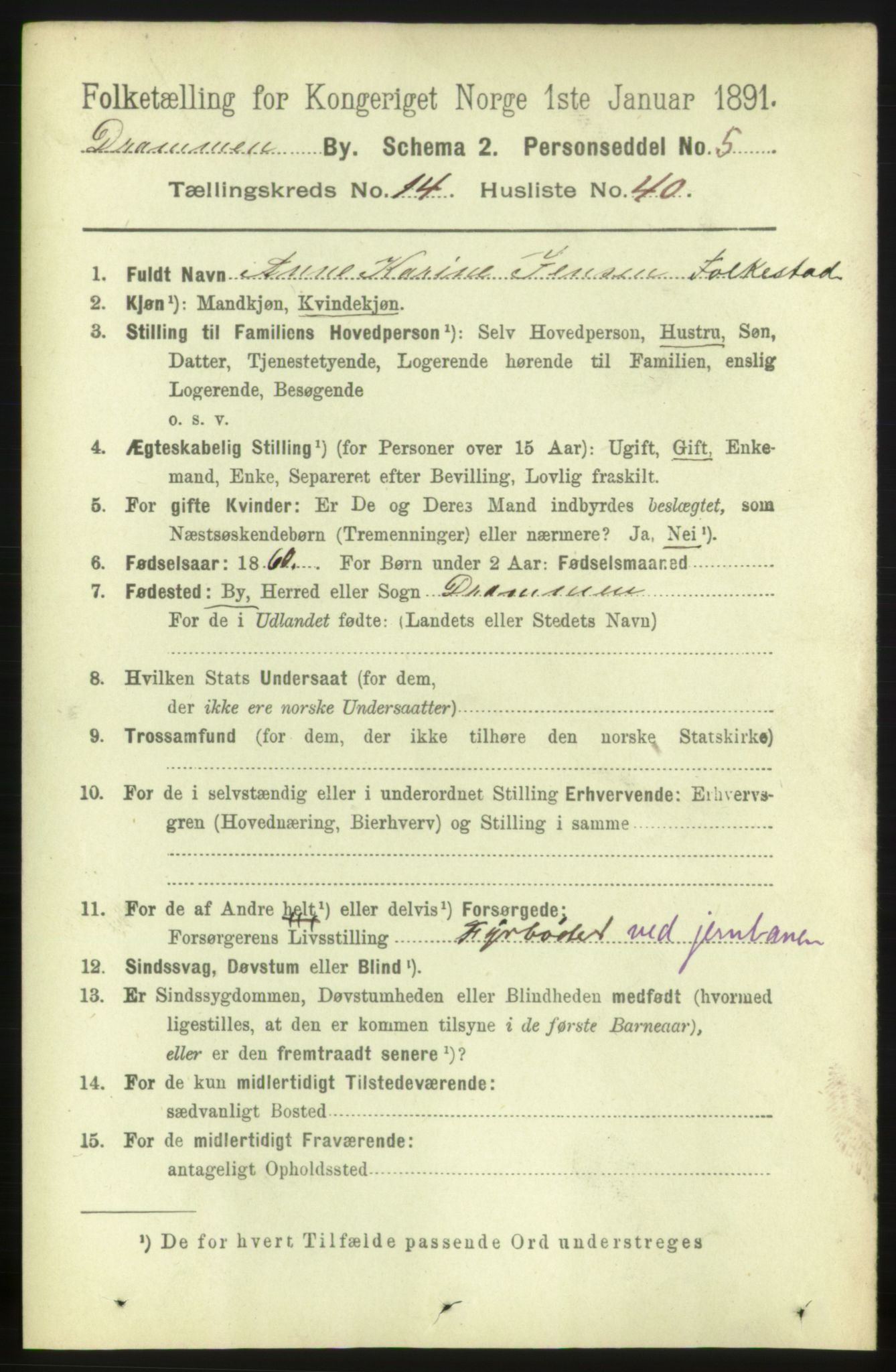 RA, 1891 census for 0602 Drammen, 1891, p. 10488