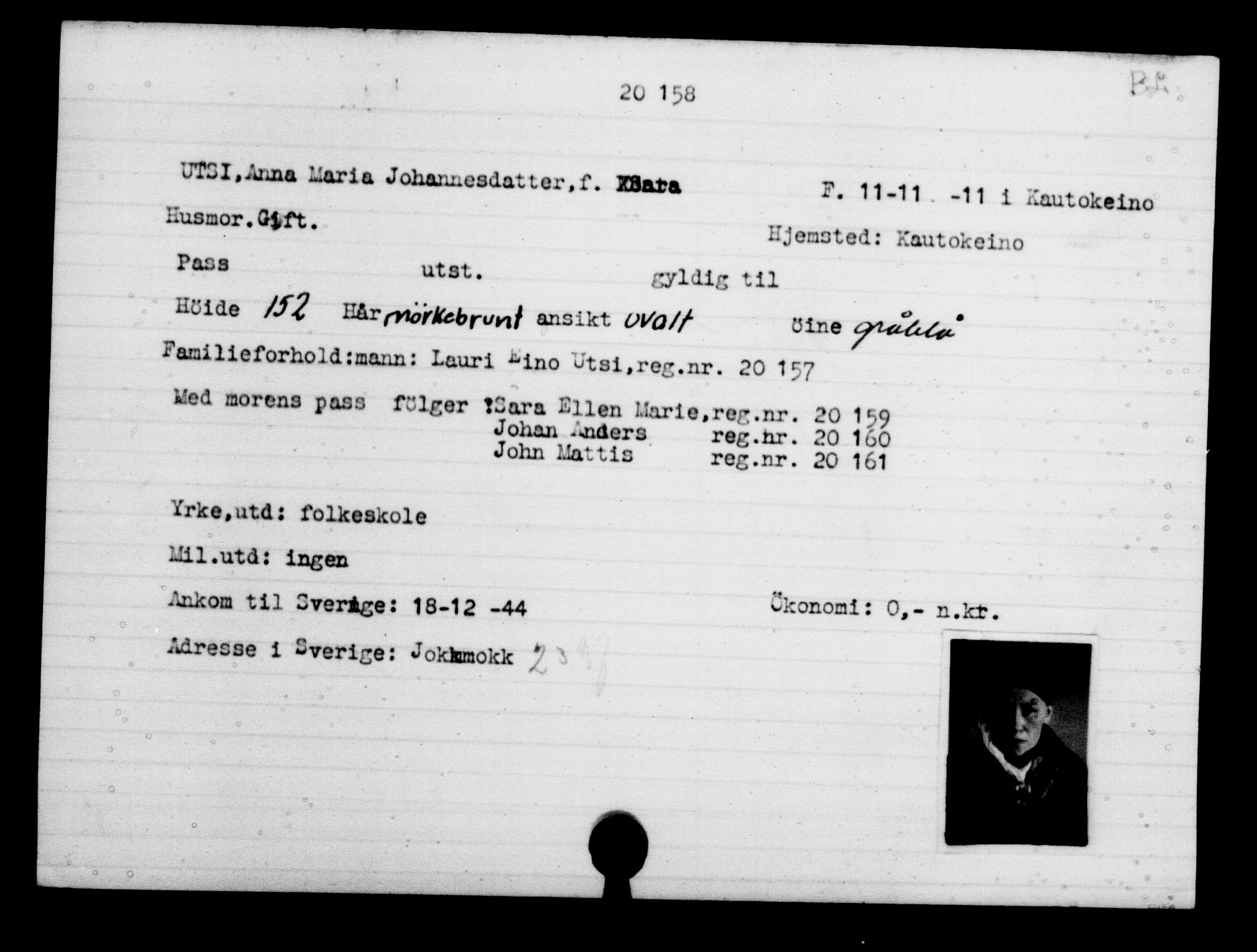 Den Kgl. Norske Legasjons Flyktningskontor, RA/S-6753/V/Va/L0009: Kjesäterkartoteket.  Flyktningenr. 18502-22048, 1940-1945, p. 1823