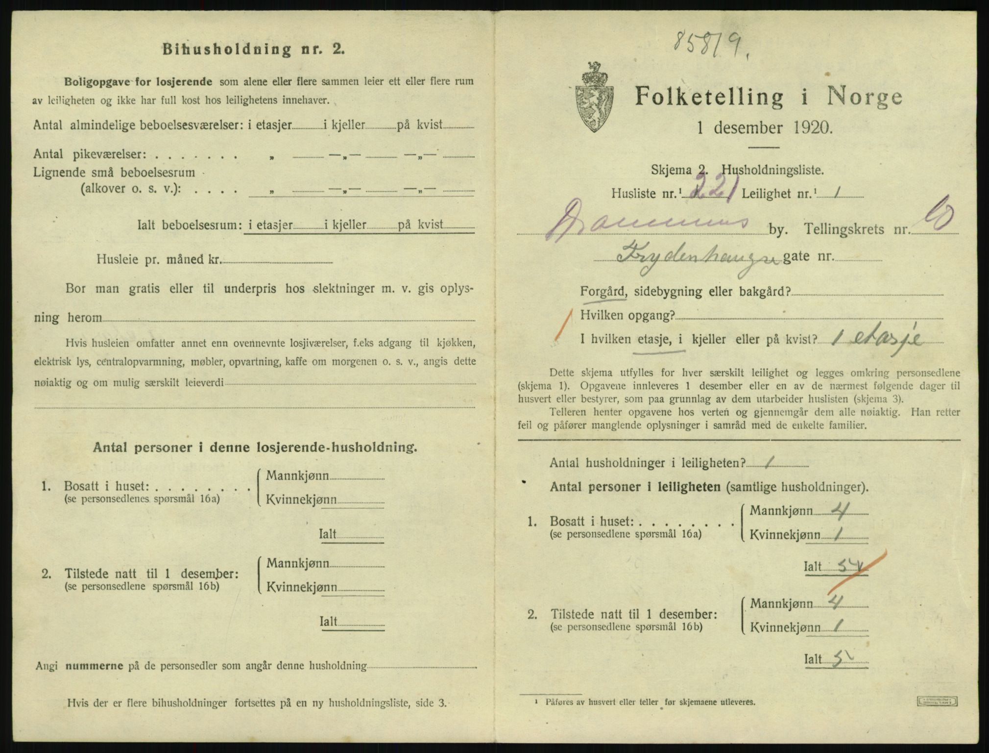 SAKO, 1920 census for Drammen, 1920, p. 17007