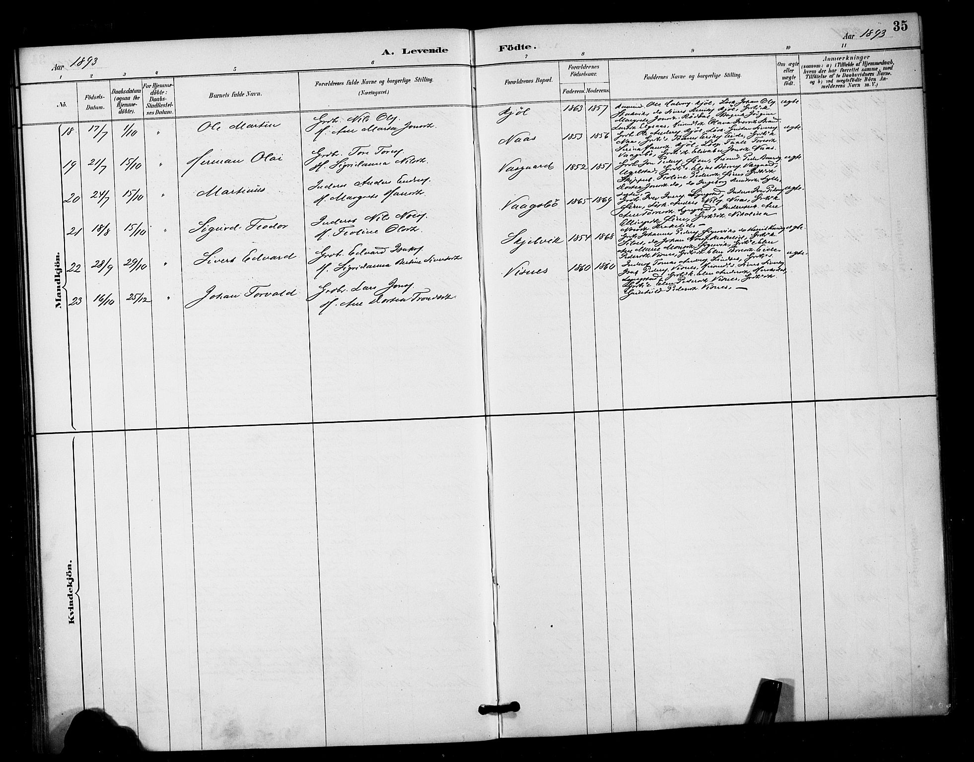 Ministerialprotokoller, klokkerbøker og fødselsregistre - Møre og Romsdal, AV/SAT-A-1454/571/L0836: Parish register (official) no. 571A01, 1884-1899, p. 35