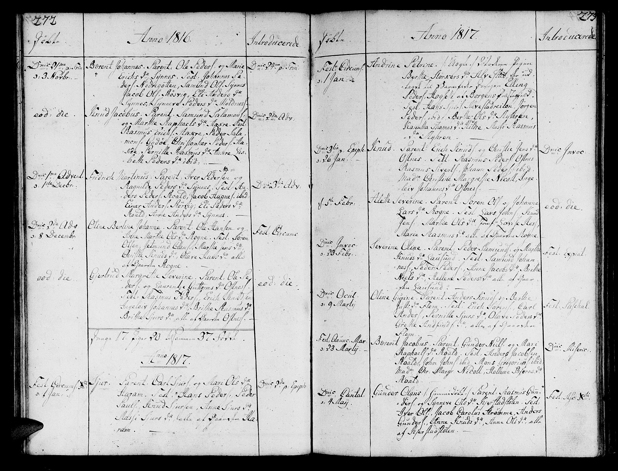 Ministerialprotokoller, klokkerbøker og fødselsregistre - Møre og Romsdal, SAT/A-1454/536/L0494: Parish register (official) no. 536A03, 1803-1836, p. 272-273