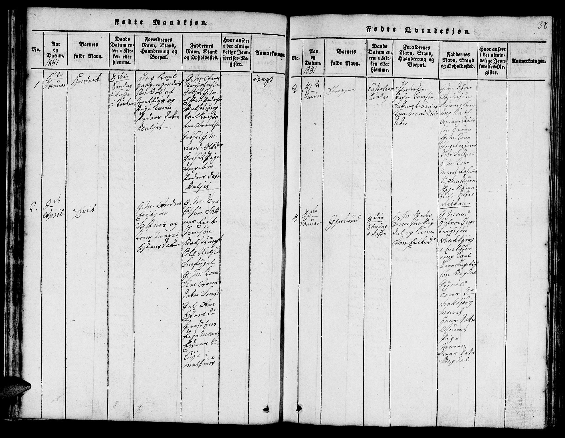 Ministerialprotokoller, klokkerbøker og fødselsregistre - Sør-Trøndelag, SAT/A-1456/666/L0788: Parish register (copy) no. 666C01, 1816-1847, p. 38