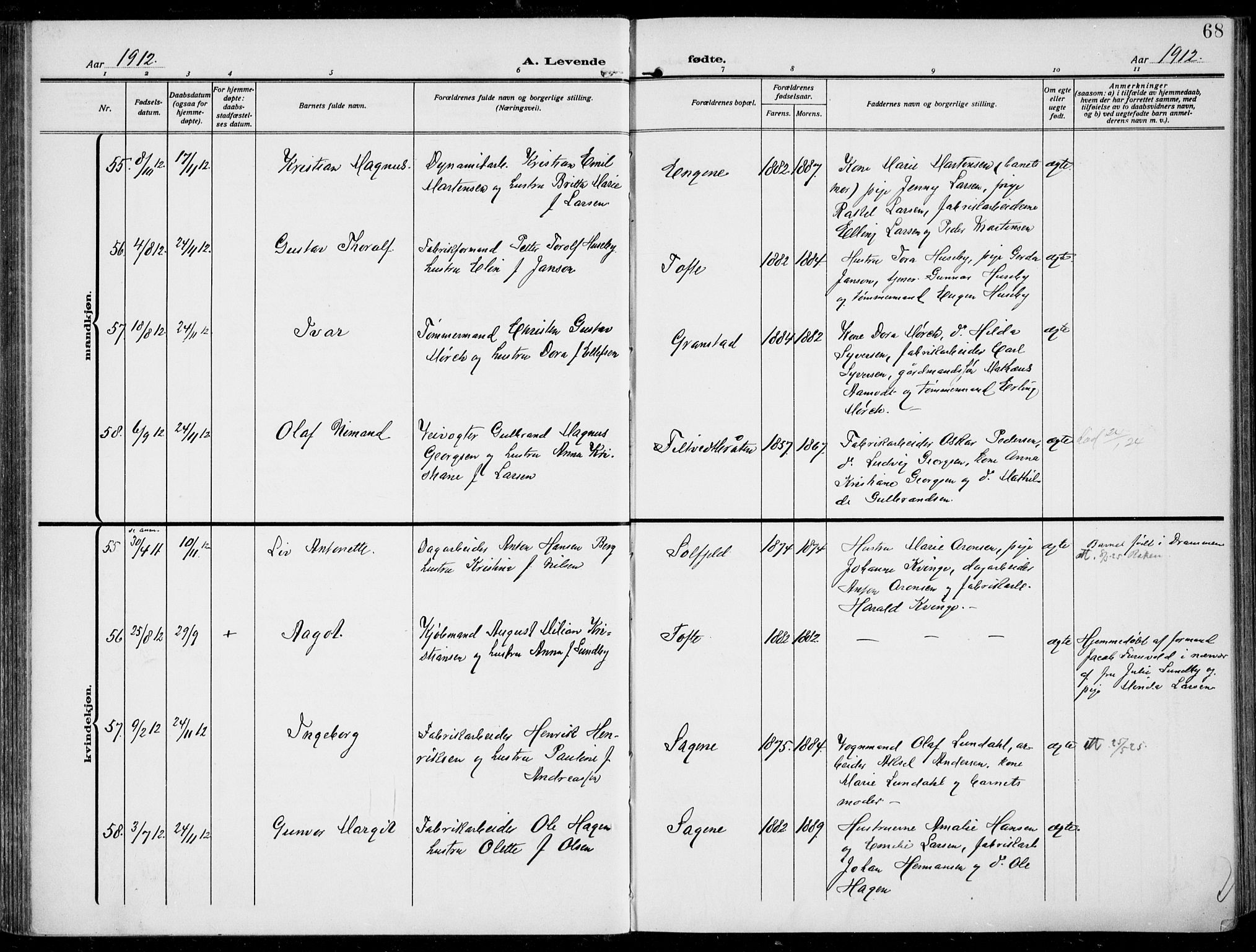 Hurum kirkebøker, AV/SAKO-A-229/F/Fa/L0016: Parish register (official) no. 16, 1899-1918, p. 68