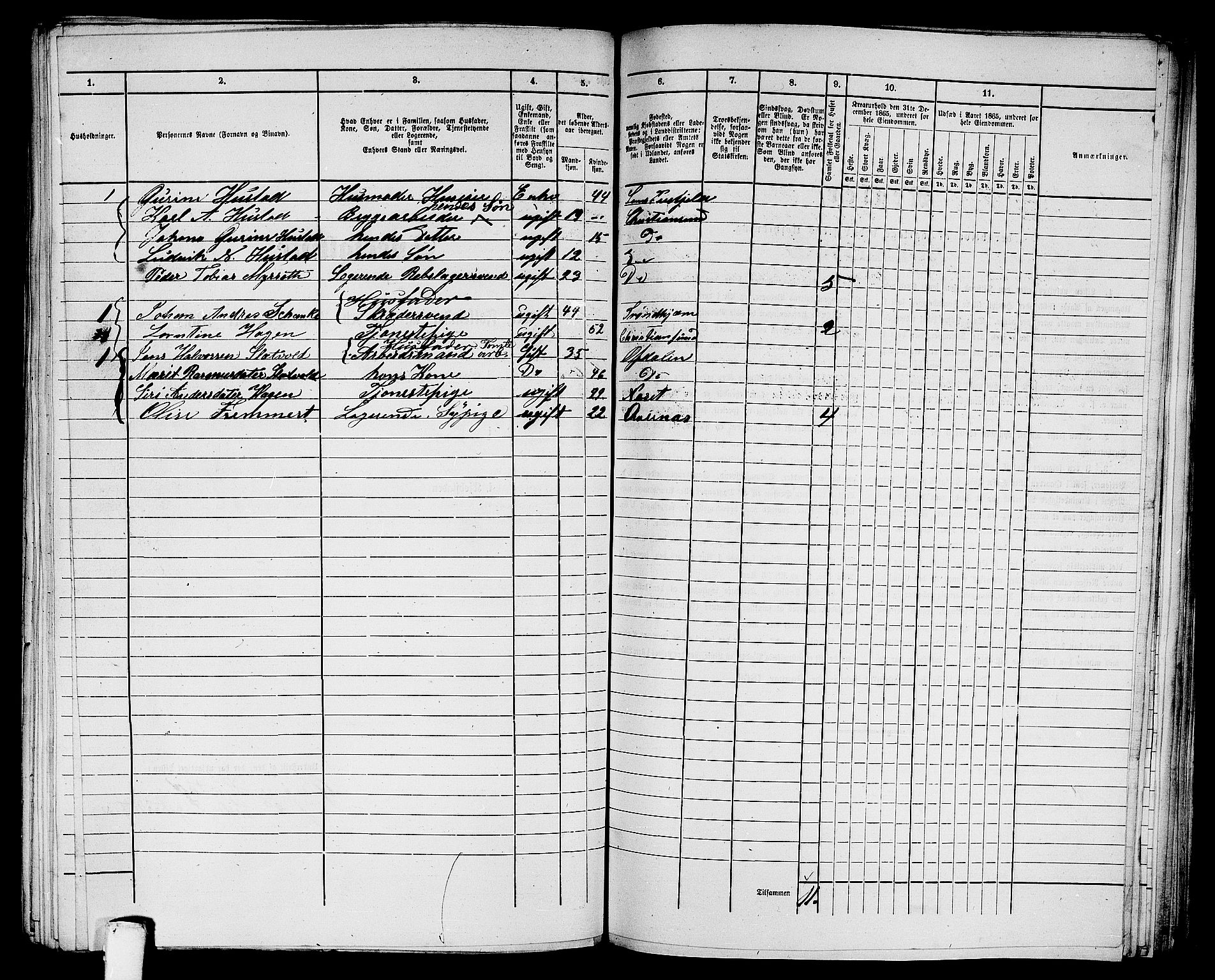 RA, 1865 census for Kristiansund/Kristiansund, 1865, p. 822