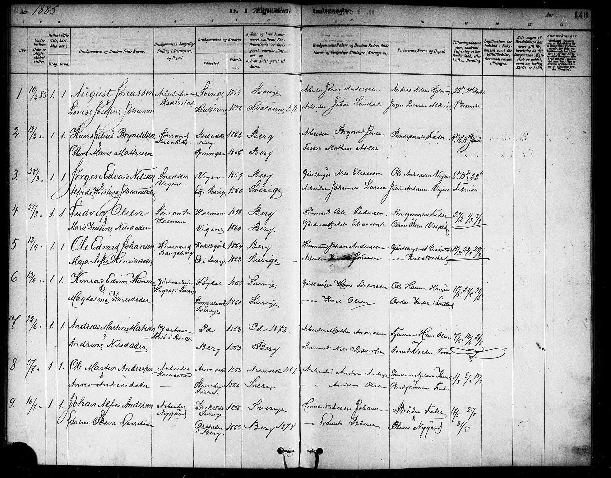 Berg prestekontor Kirkebøker, SAO/A-10902/F/Fa/L0006: Parish register (official) no. I 6, 1878-1887, p. 146