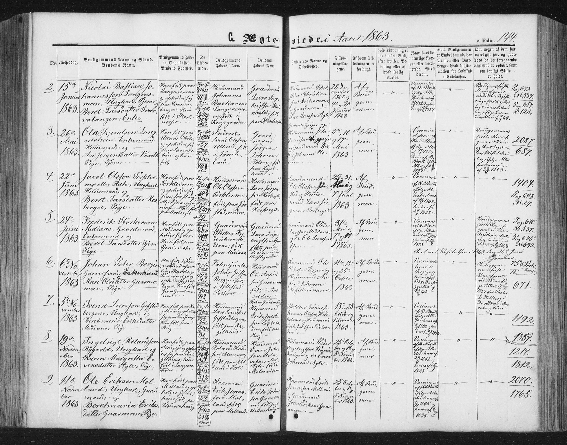 Ministerialprotokoller, klokkerbøker og fødselsregistre - Nord-Trøndelag, SAT/A-1458/749/L0472: Parish register (official) no. 749A06, 1857-1873, p. 144