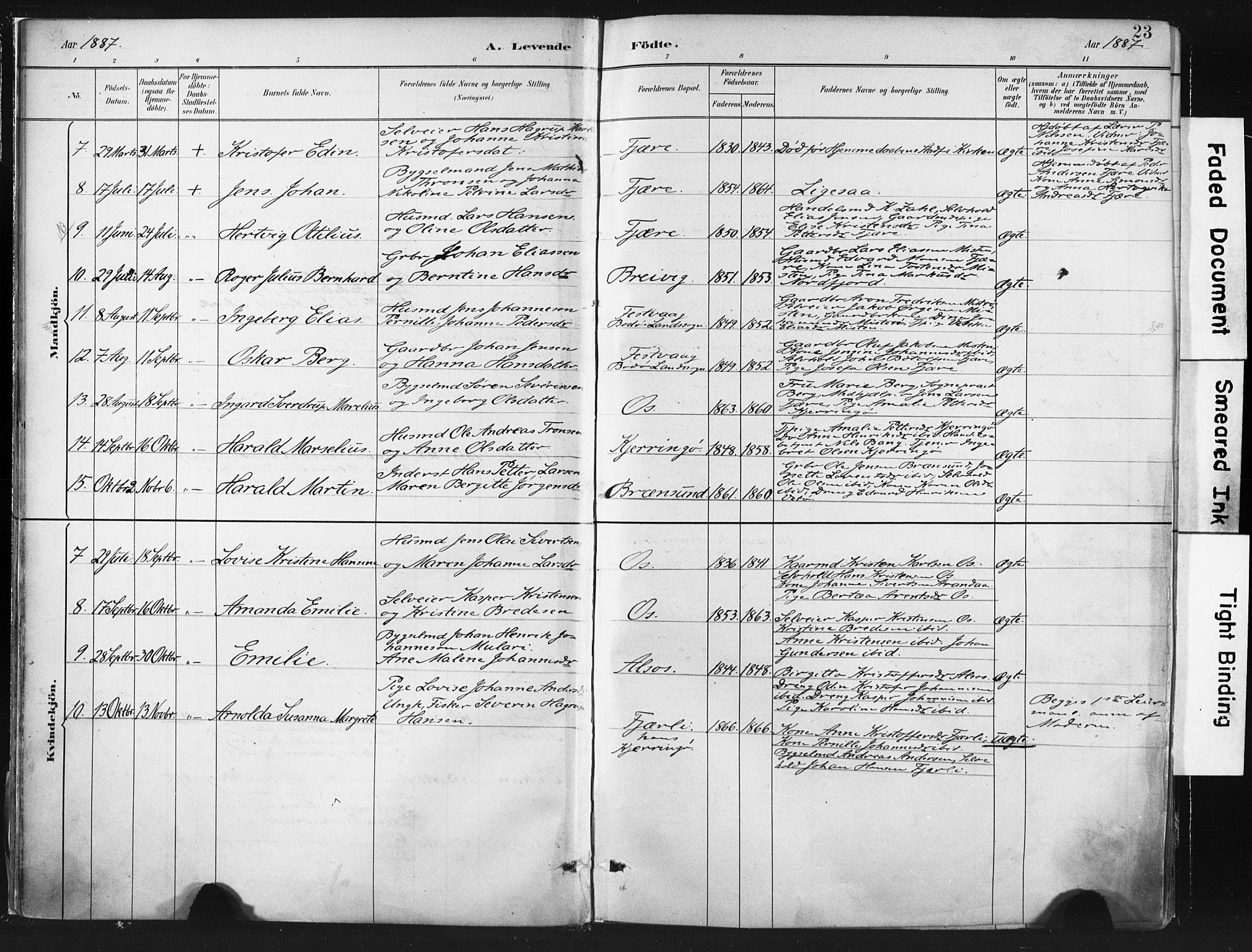 Ministerialprotokoller, klokkerbøker og fødselsregistre - Nordland, SAT/A-1459/803/L0071: Parish register (official) no. 803A01, 1881-1897, p. 23