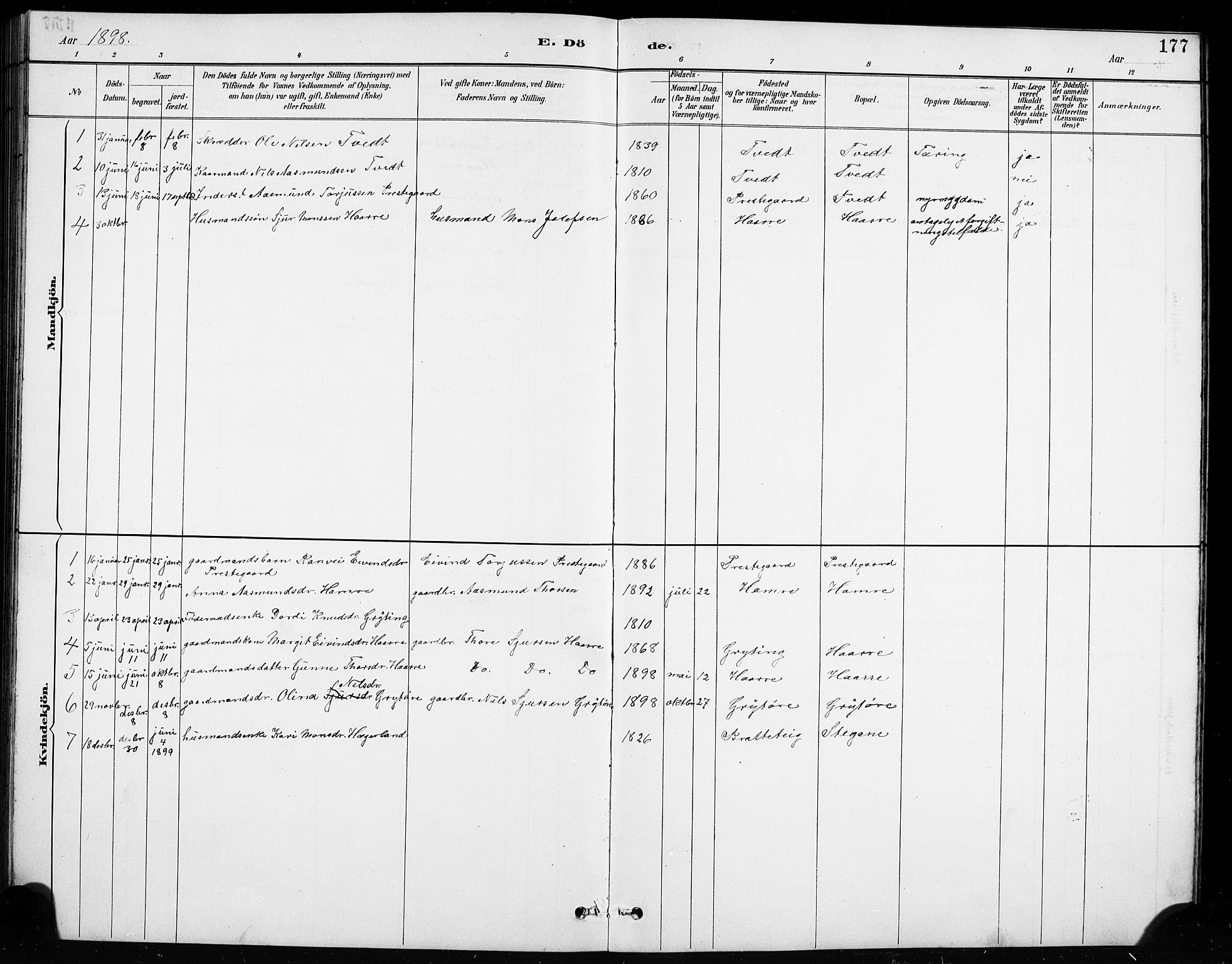 Røldal sokneprestembete, SAB/A-100247: Parish register (copy) no. A 3, 1887-1917, p. 177
