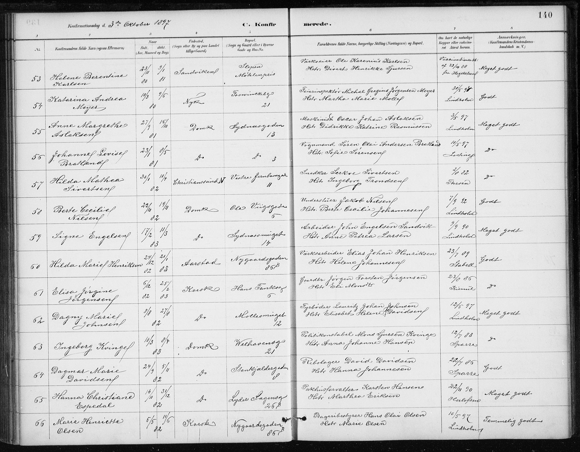 Johanneskirken sokneprestembete, AV/SAB-A-76001/H/Haa/L0008: Parish register (official) no. C 1, 1885-1907, p. 140