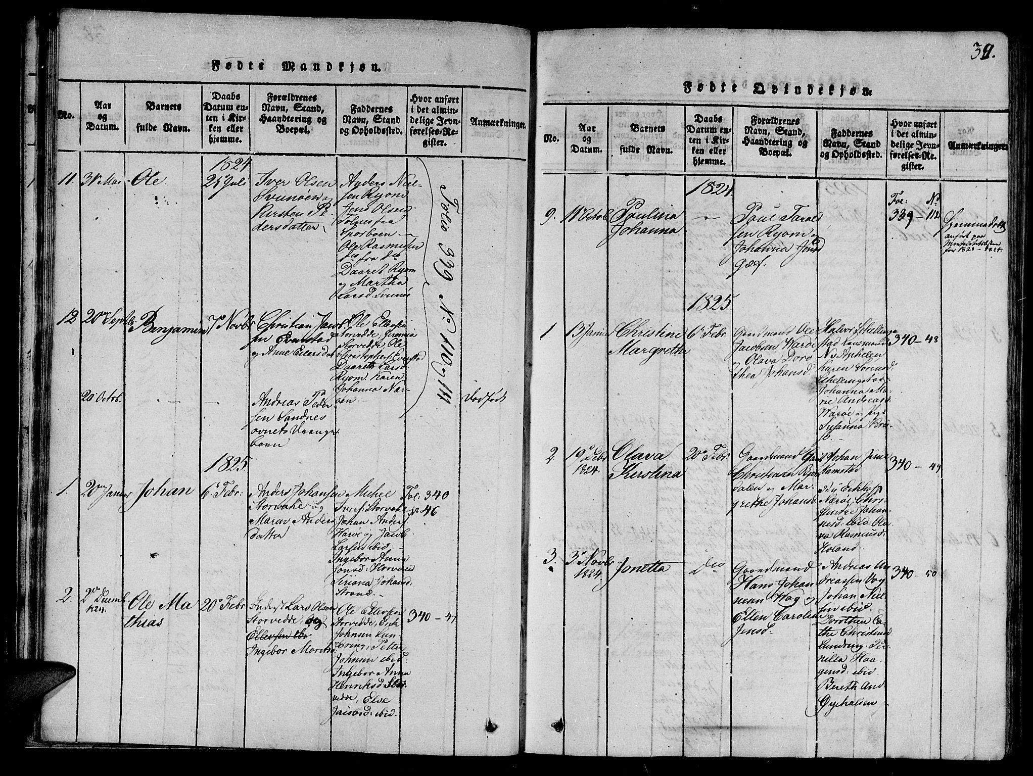 Ministerialprotokoller, klokkerbøker og fødselsregistre - Nord-Trøndelag, SAT/A-1458/784/L0667: Parish register (official) no. 784A03 /1, 1816-1829, p. 39