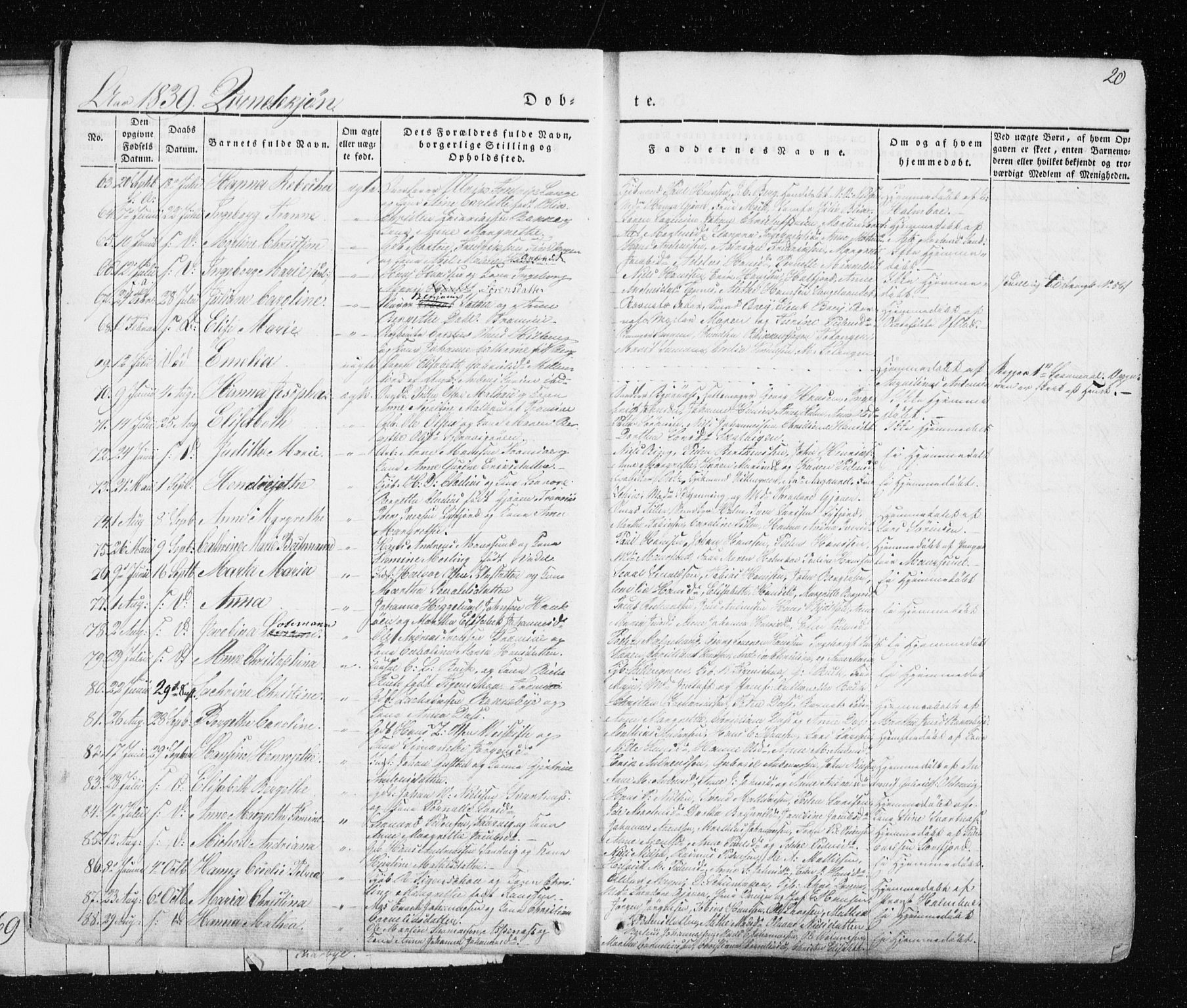 Tromsø sokneprestkontor/stiftsprosti/domprosti, AV/SATØ-S-1343/G/Ga/L0009kirke: Parish register (official) no. 9, 1837-1847, p. 20