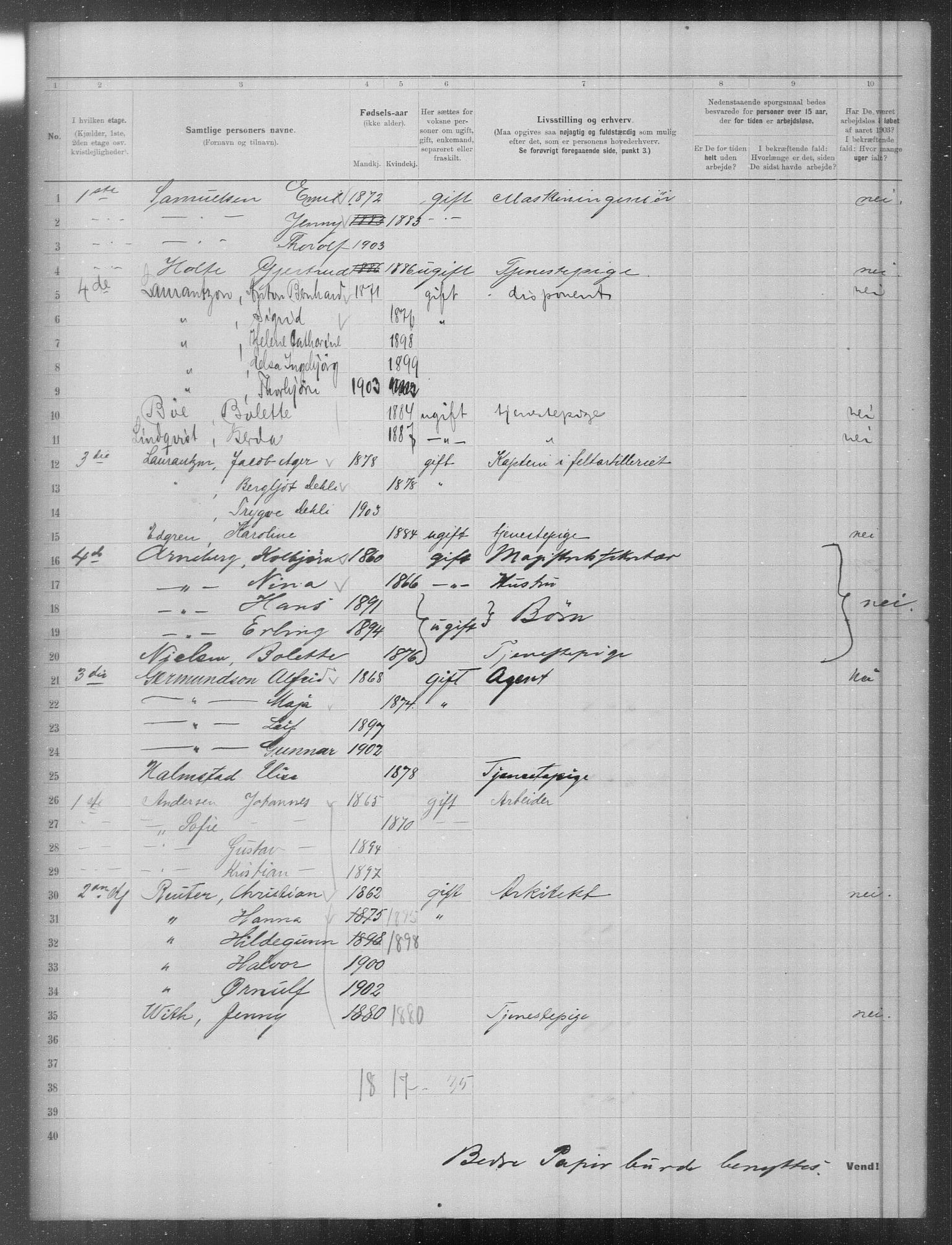 OBA, Municipal Census 1903 for Kristiania, 1903, p. 3739